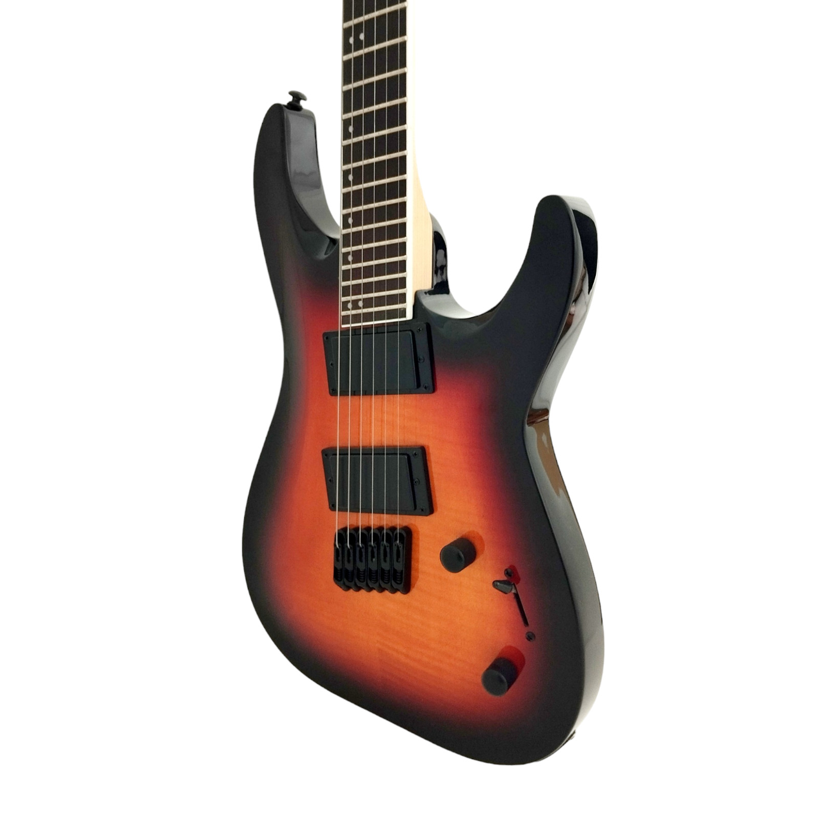 Haze 6FFTAM Trans Amber Fanned-Fret 6-String Electric Guitar + Free Gig Bag