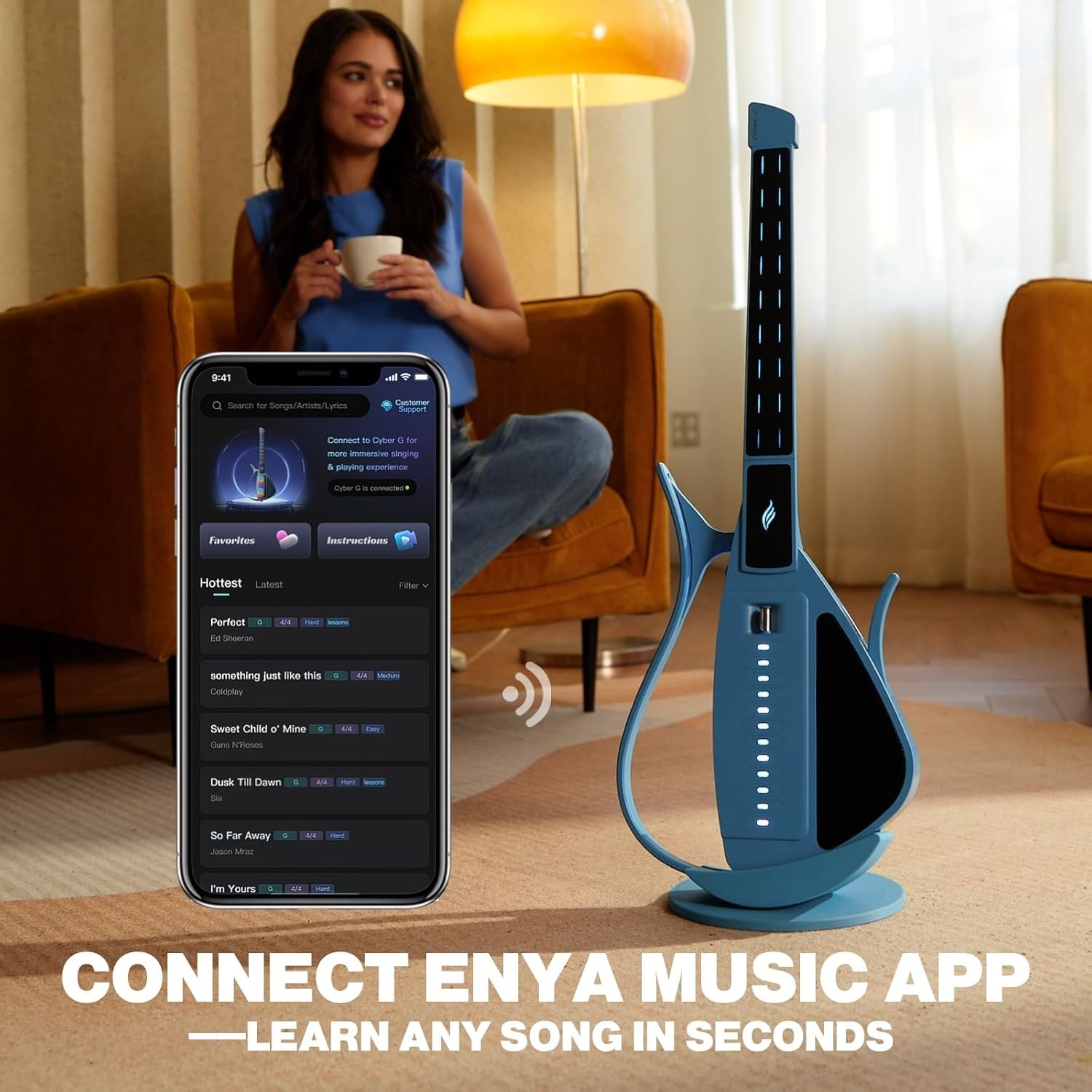 Enya CYBER-G Stringless Smart Guitar,Portable Foldable Travel Guitar #3904L Y