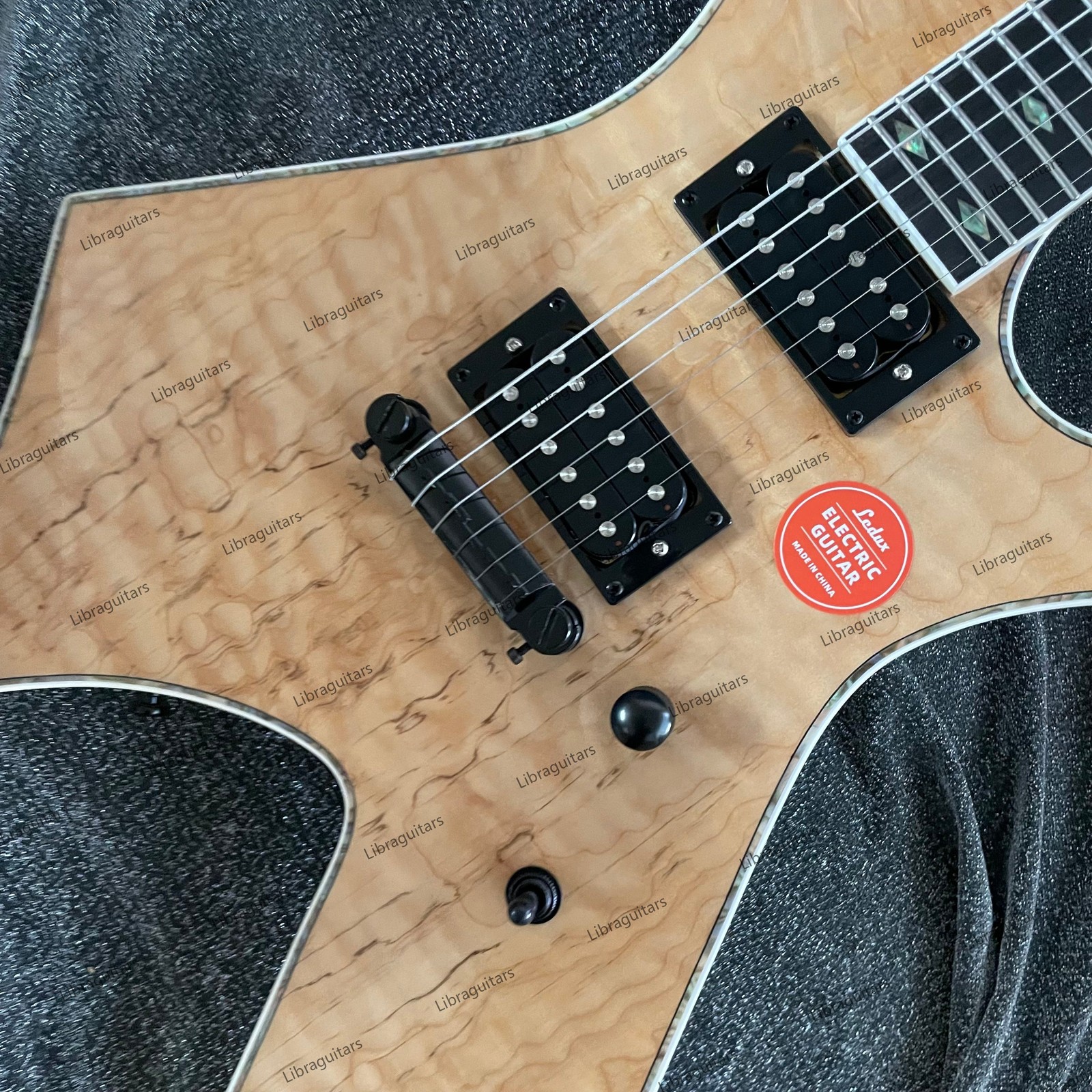 Electric Guitar Bone Nut Stainless Rounded Fret Edge Spalted Maple Top Veneer