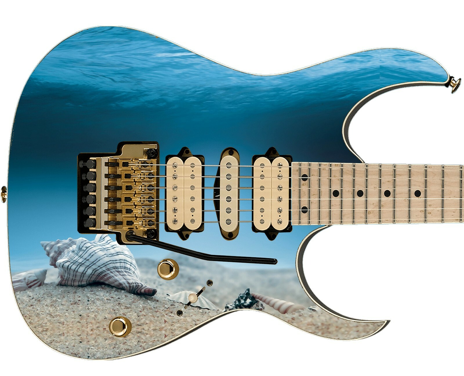 Guitar Skin Ocean Floor Sea Life Shell Deep Blue vinyl sticker decal GS 051