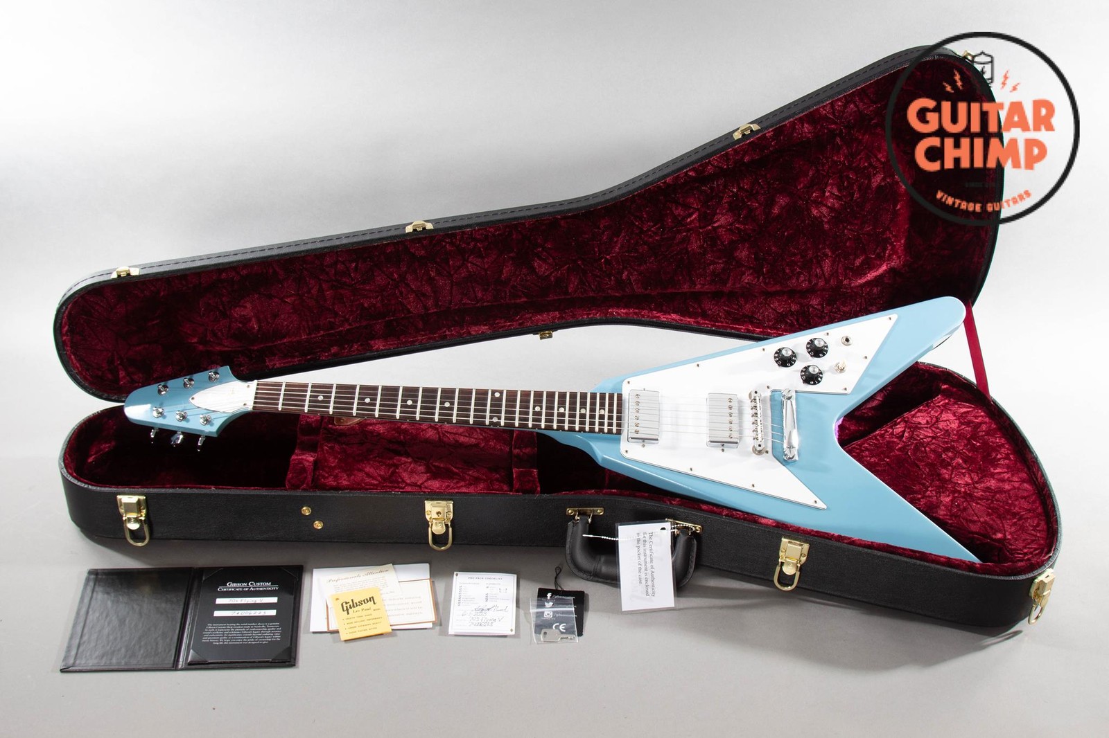 2023 Gibson Custom Shop Limited Run 70s Flying V VOS Maui Blue OHSC COA