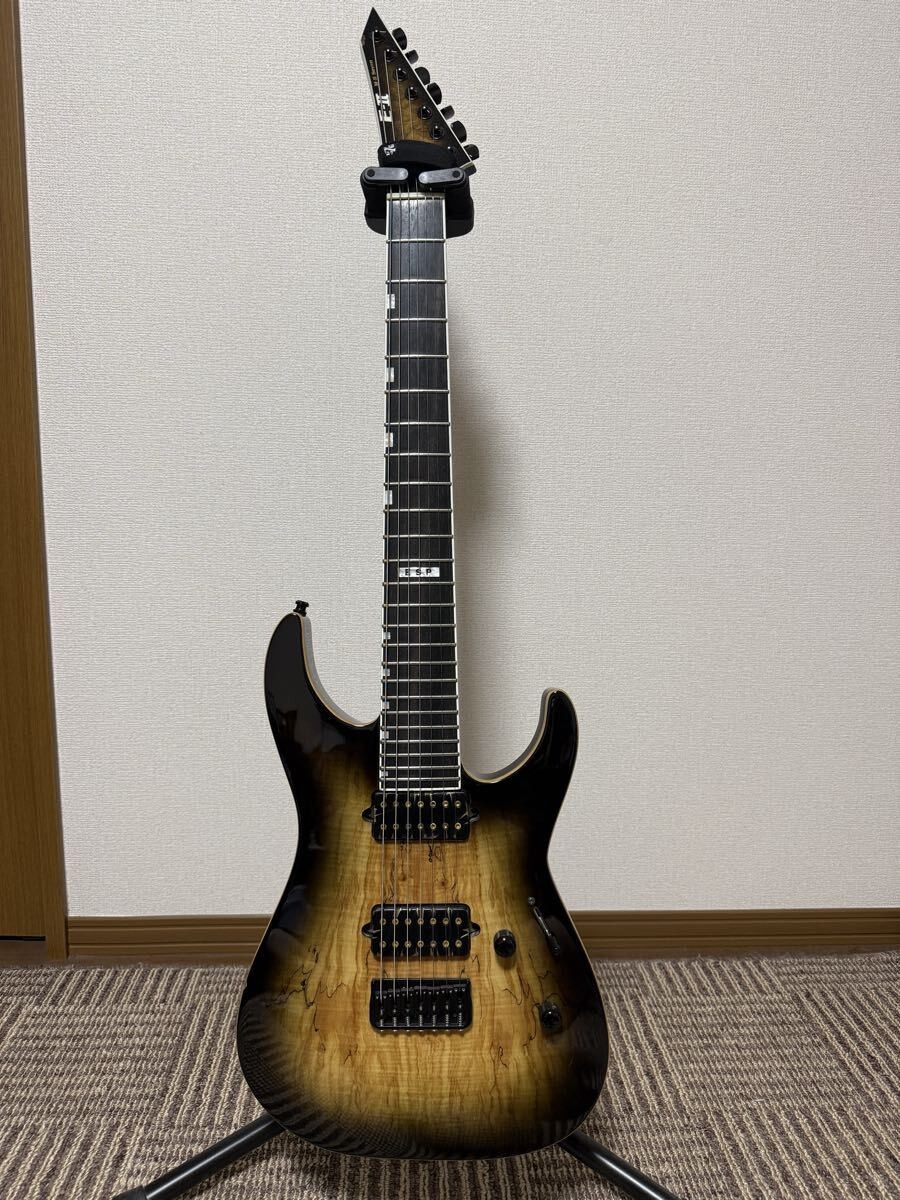 E-II M-II 7NT HS SM Dark Brown Natural Burst 7-string Guitar Bare Knuckle