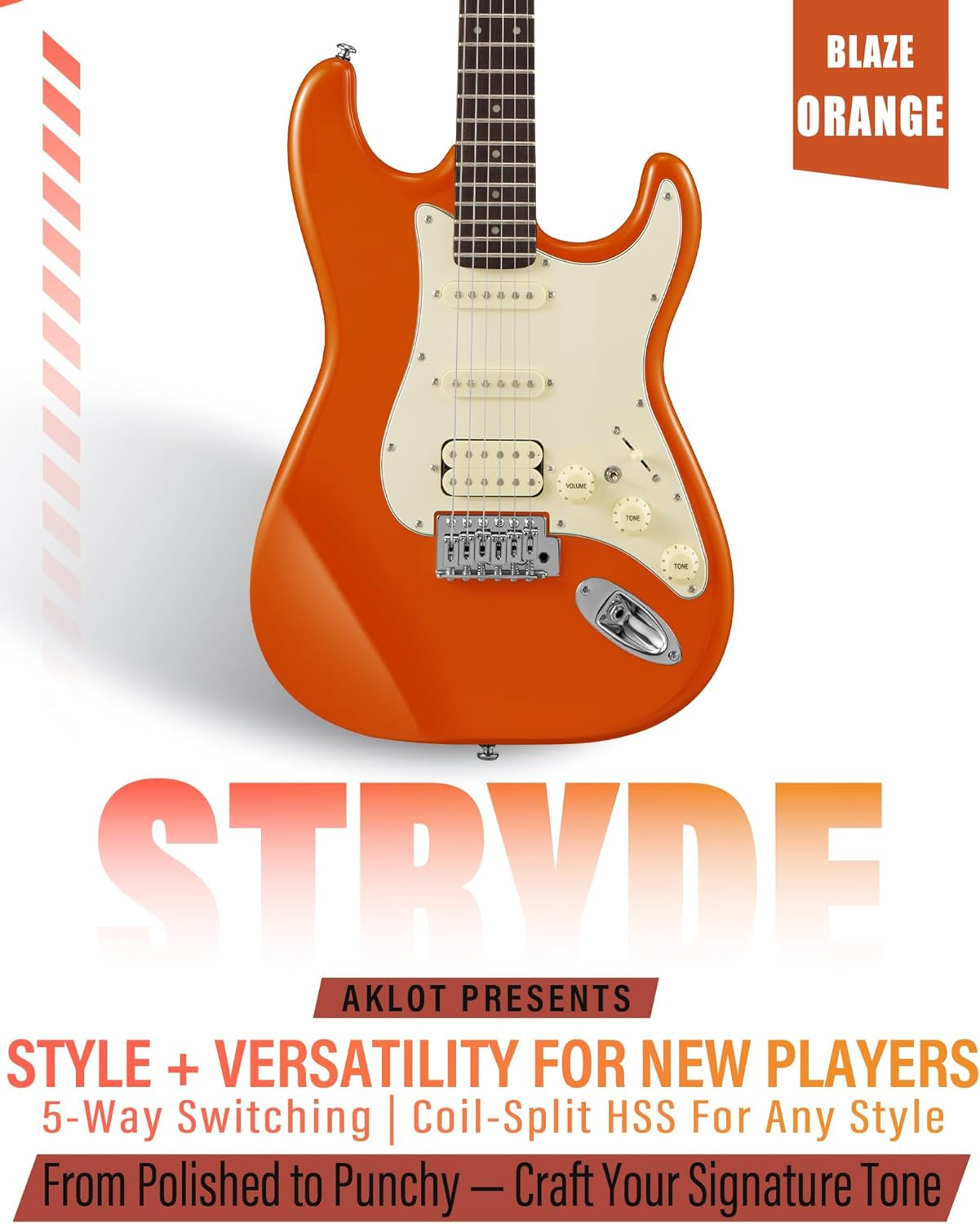 Stryde Electric Guitar with Coil-Split: Roasted Maple Neck, Flame Maple Graphic