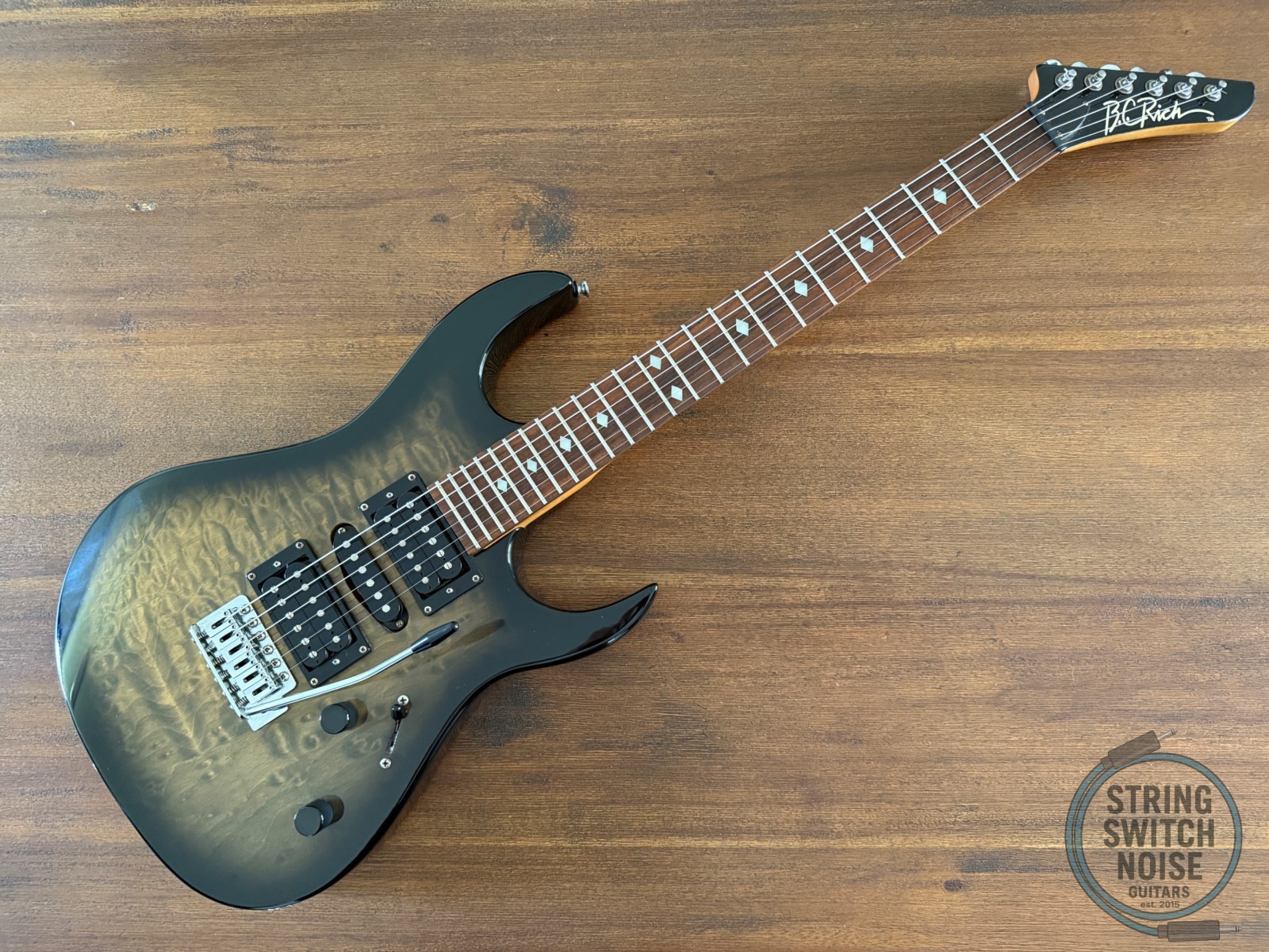 BC Rich Stratocaster, Stinger, HSH, Black/Green Quilt Burst, 2000s
