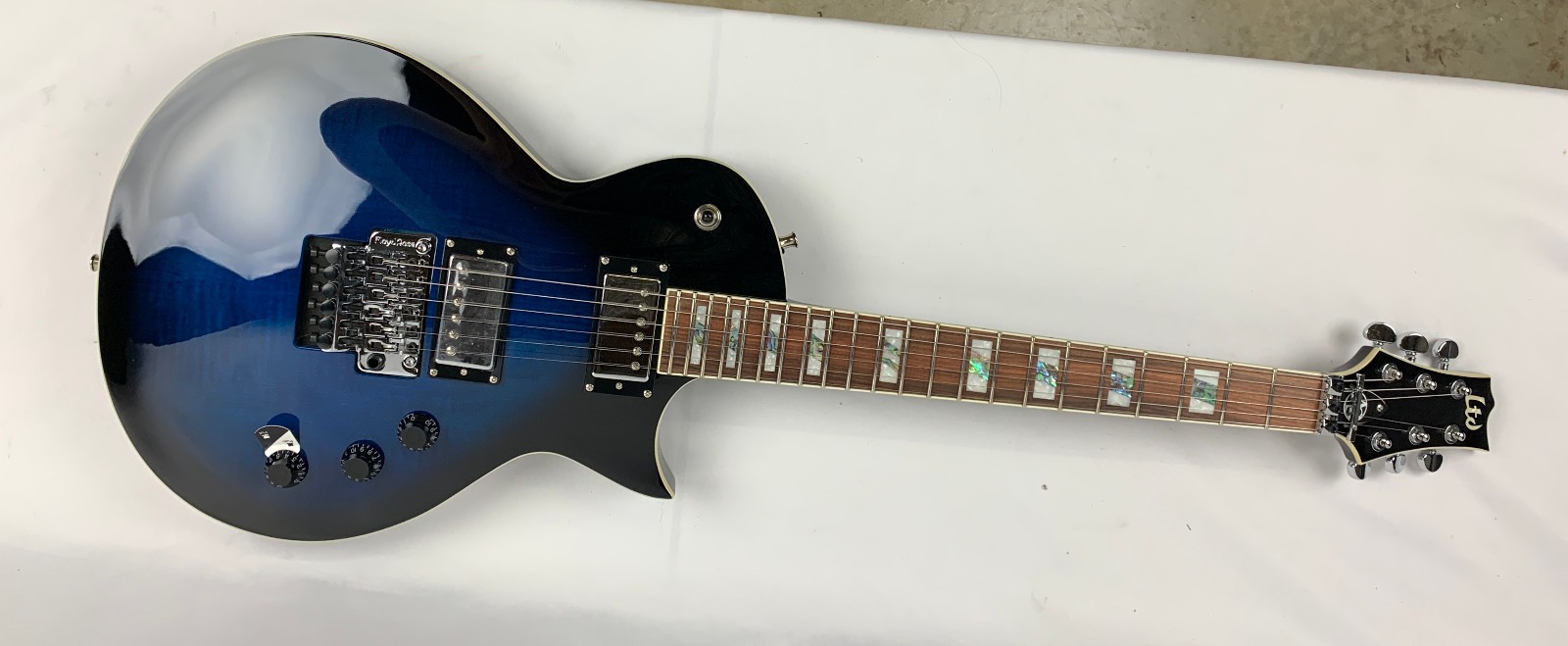 ESP LTD AS-1 FR FM Alex Skolnick Black Aqua Sunburst Guitar + Case B-Stock Korea