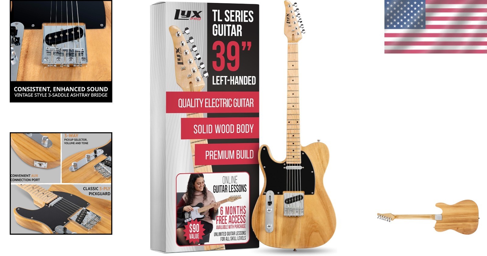 39” Left Hand TL Electric Guitar | Full-Size, Ashtray Bridge~#$-~-