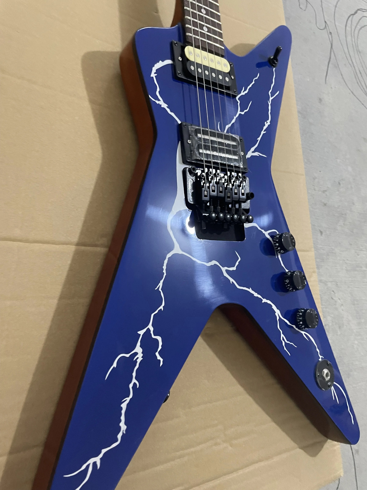 Custom Blue Lightning Electric Guitar Humbucker Pickups Black Hardware