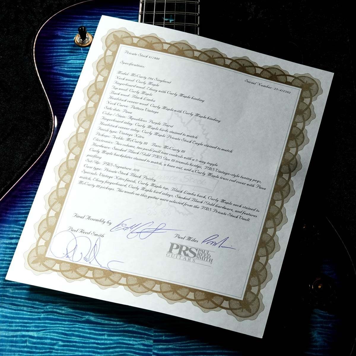 Paul Reed Smith PRS 2025 Private Stock #11988 McCarty 594 Singlecut Trem Aquable