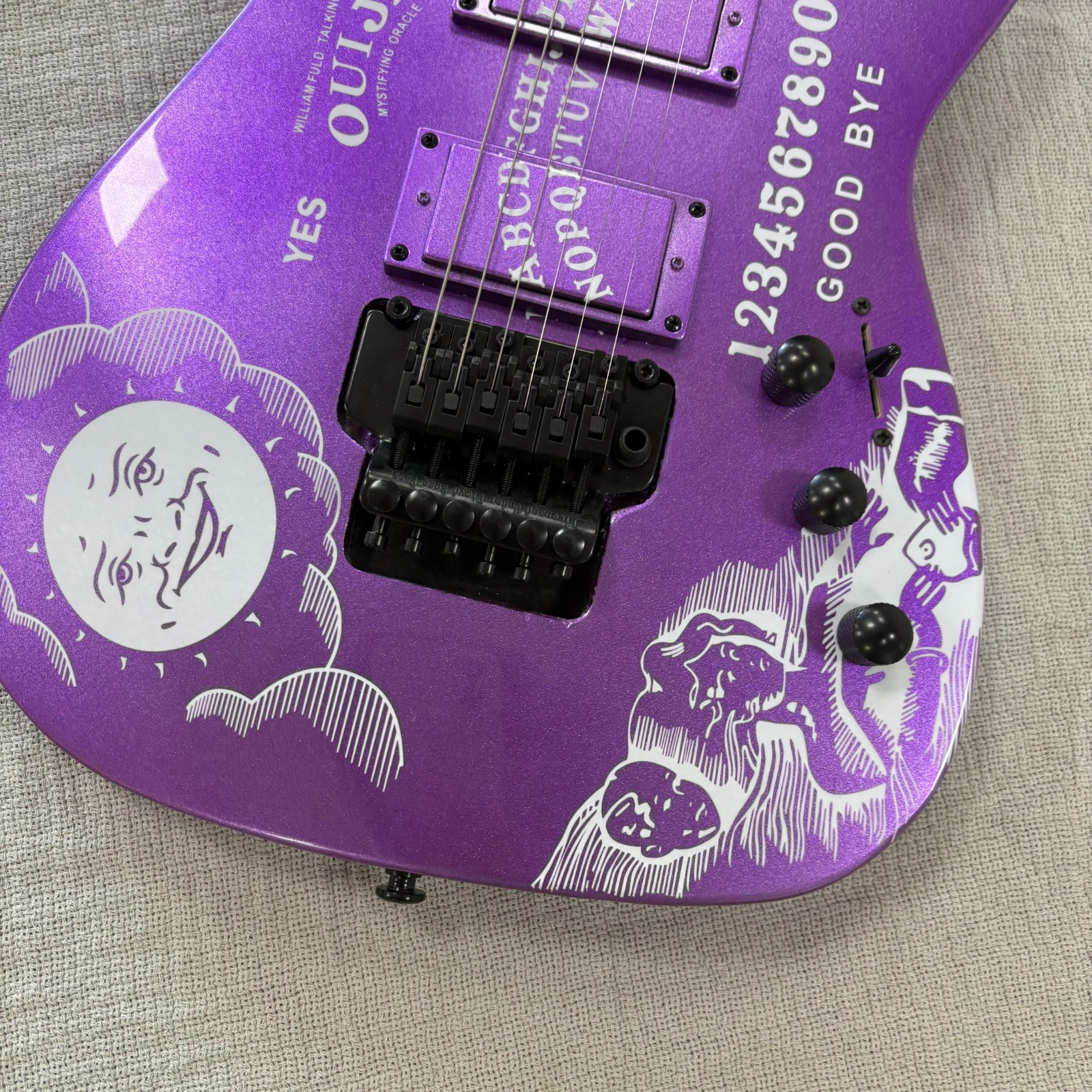 US Warehouse Purple Ouija Kirk Hammett Electric Guitar With Floyd Rose Tremolo