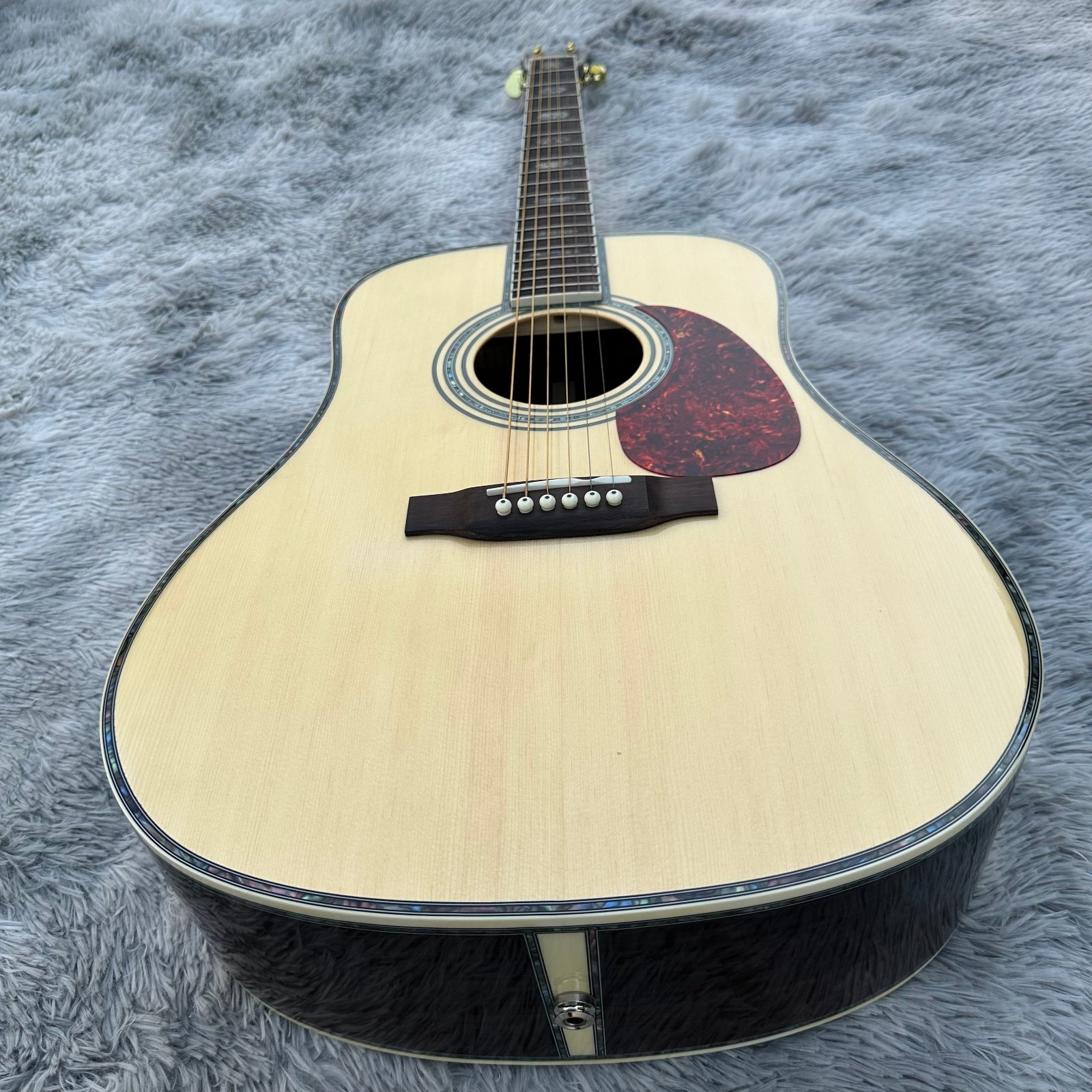 Handmade Large 41 Inch Acoustic Guitar With Abalone Shell Inlaid