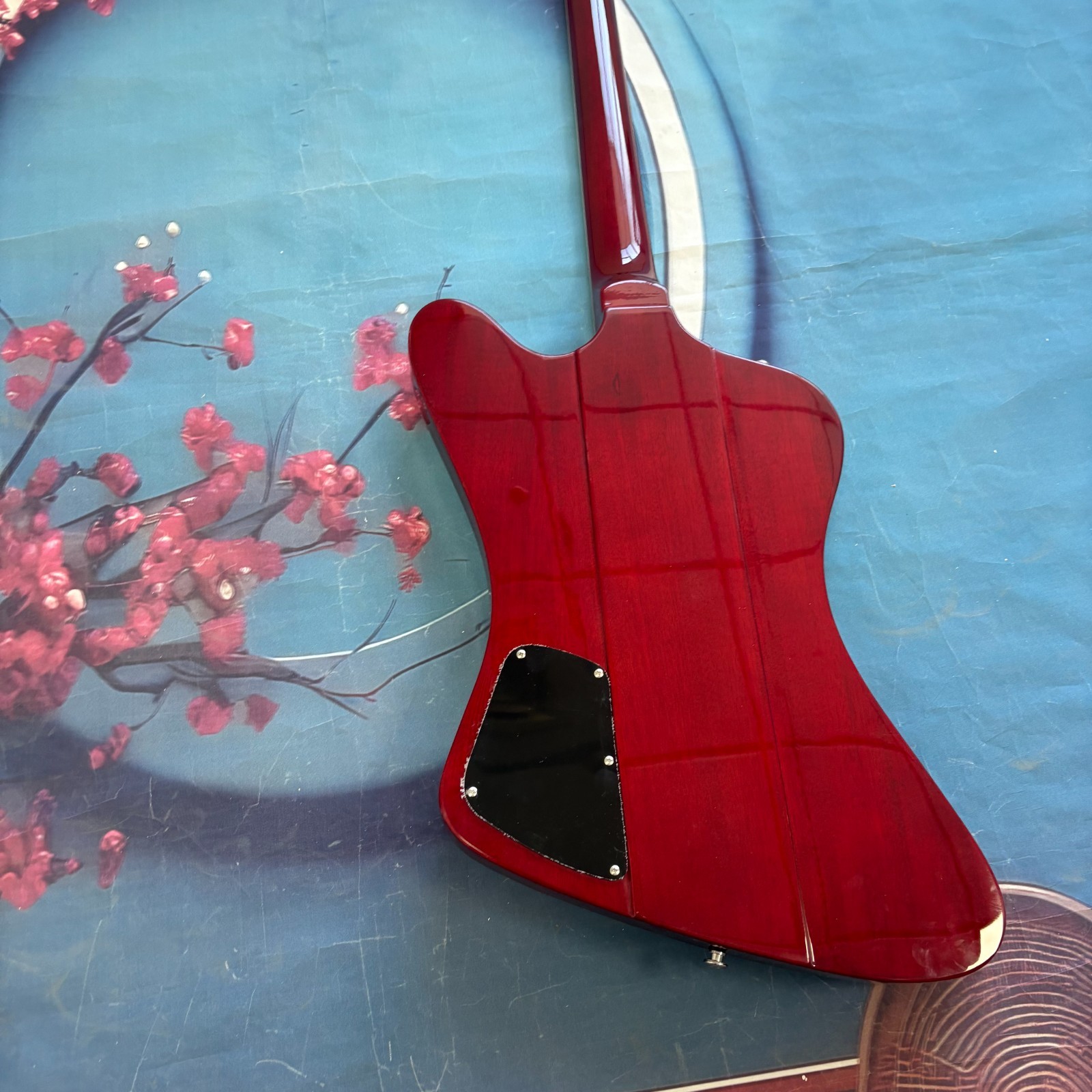 Custom Red Firebird Style Electric Guitar Rosewood Fingerboard Chrome Part