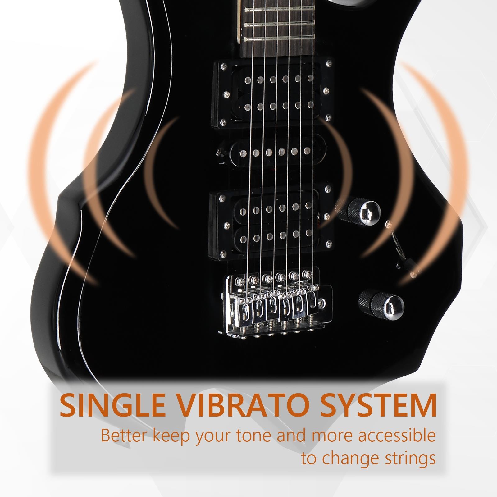 New Electric Guitar Black 6 String Flame Type Beginner Practice Right-Handed