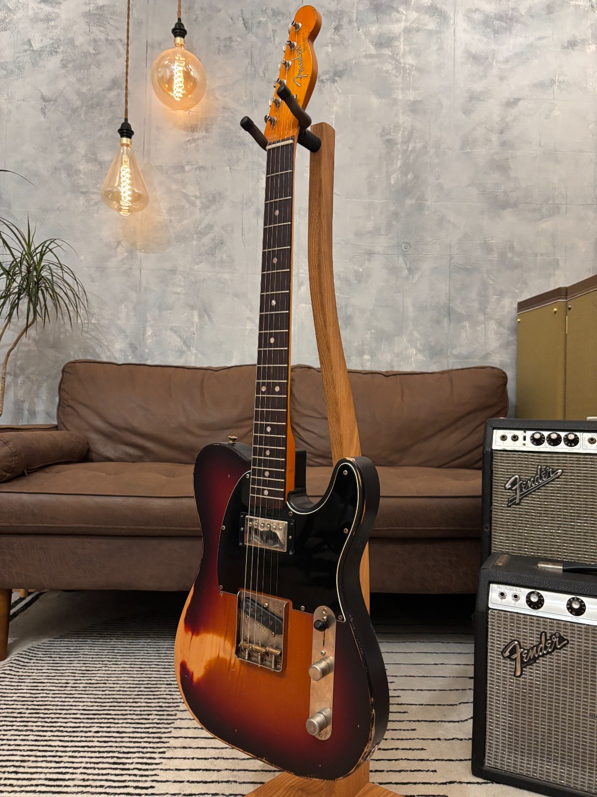 Fender Telecaster 1963 Glas Custom 3-Tone Sunburst Relic 7.8lbs w/ Fender Tweed