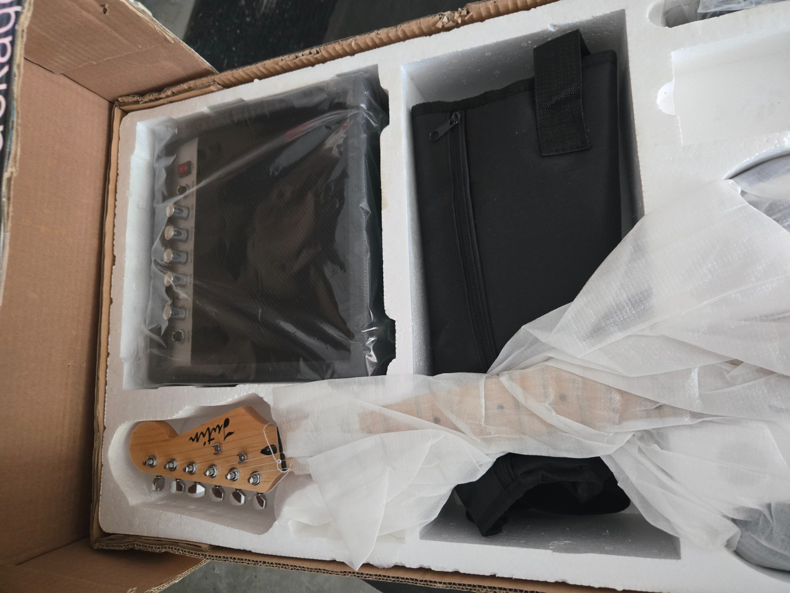 electric guitar, Justin, strap, amplifier, case, strings, picks, new in box