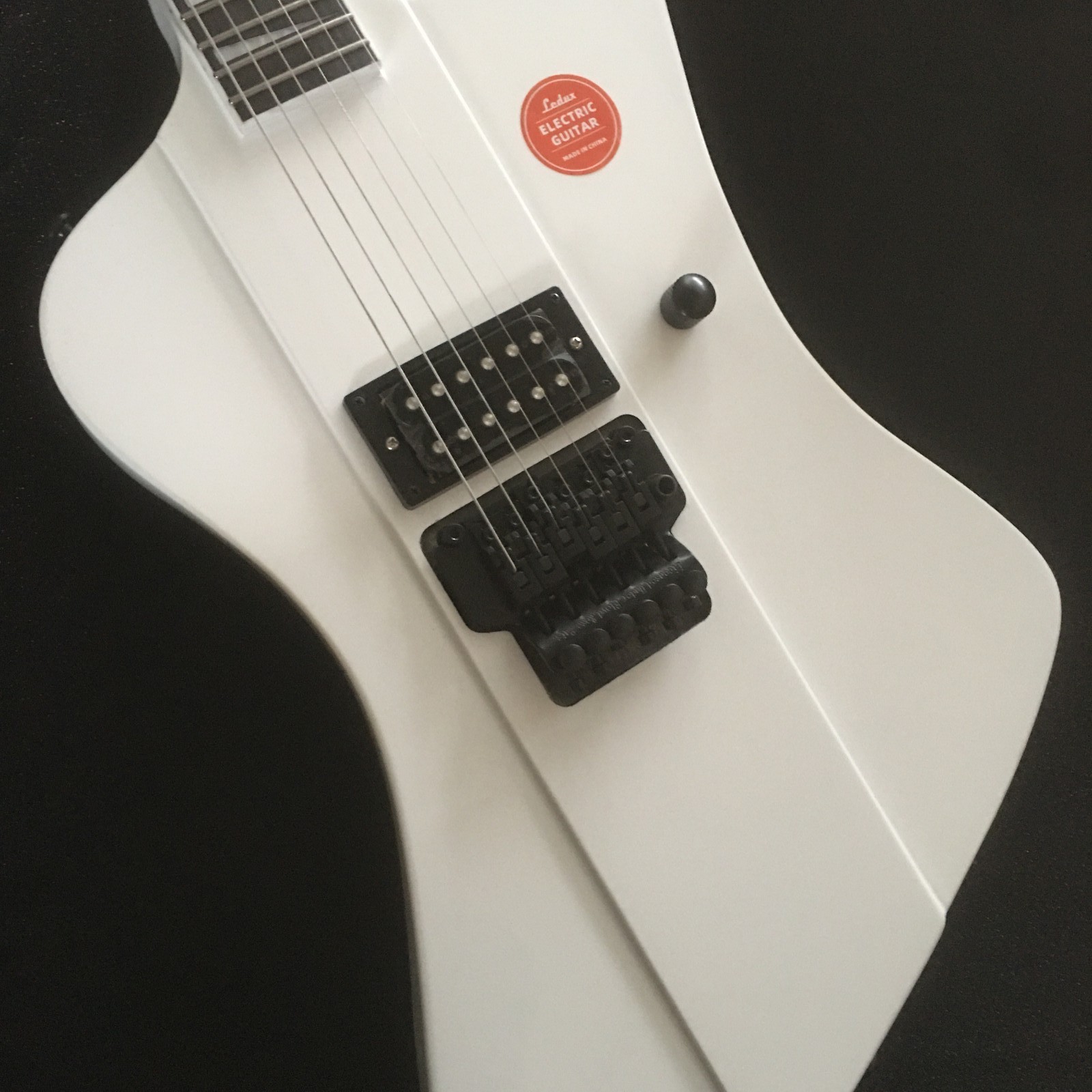 Unbalanced Solid Electric Guitar Double Tremolo Humbuckers White Finish Black HW