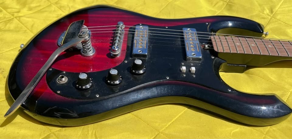 Vintage MIJ Electric Guitar – Kimberly/Teisco/Kawai Style – Red Black Milford CT