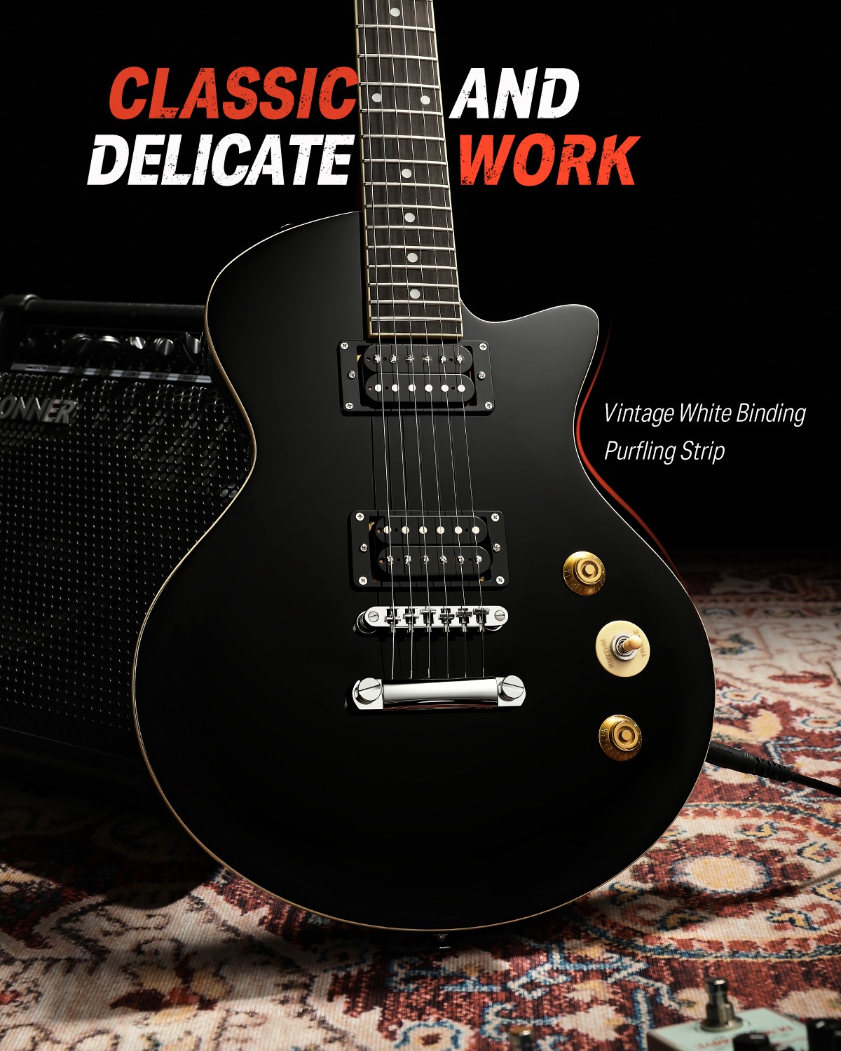 Donner DSC-128 L Paul Style Electric Guitars 39″ Solid Body HH Humbucker Blues