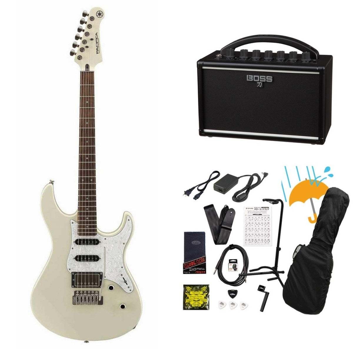 Pacifica PAC612VIIX VWH Vintage White BOSS KATANA-MINI 13 pcs amp set used