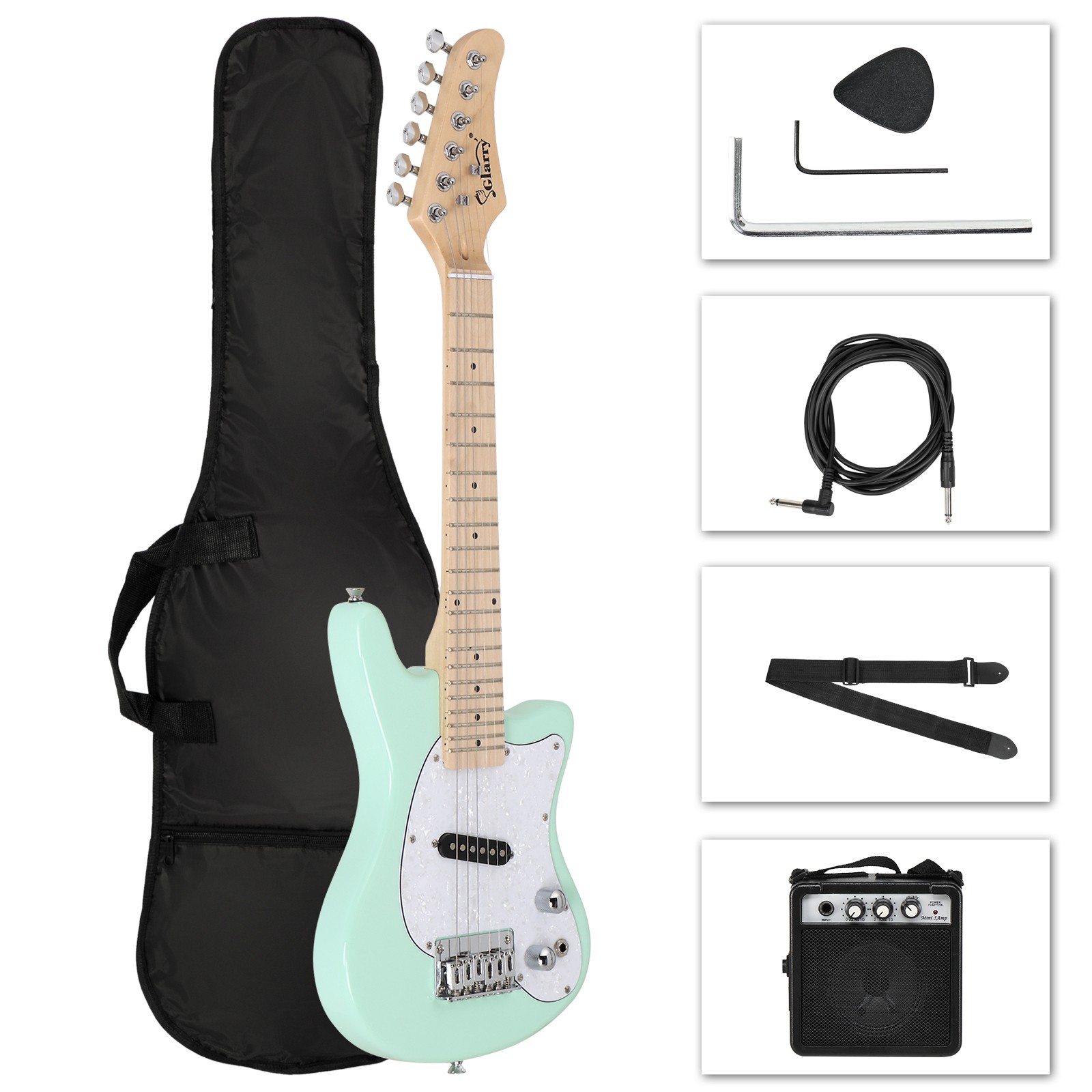 30in Maple Fingerboard Mini Electric Guitar Kit with 5W Amplifier Bag String