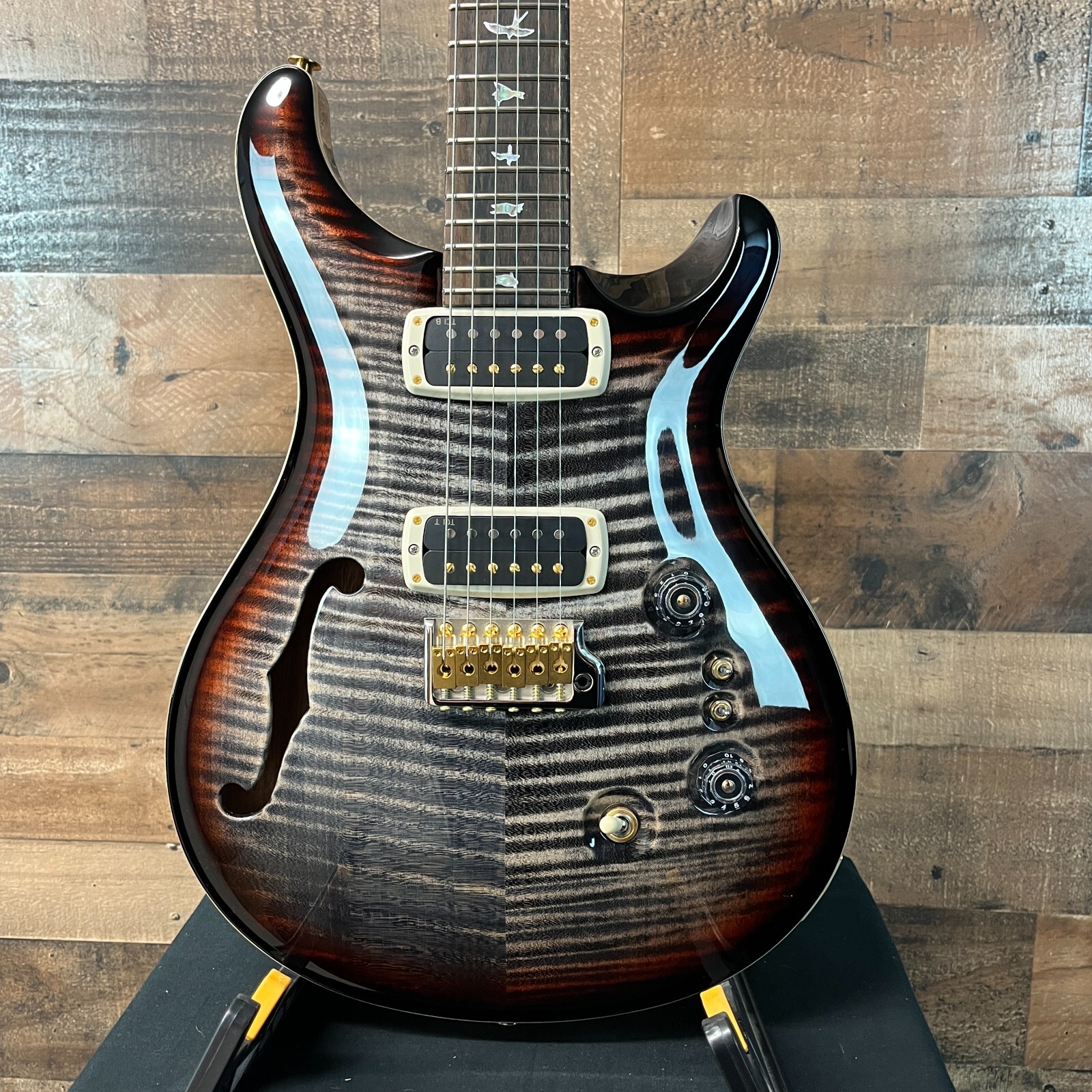 SALE PRS 40th Anniversary Custom 24-08 Semi-Hollow, Charcoal Tri-Color Burst 065