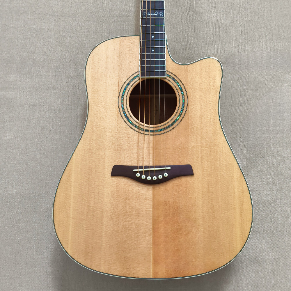 41″ Cutaway Acoustic Guitar Spruce Layered Top Mahogany Neck in Natural Gigbag