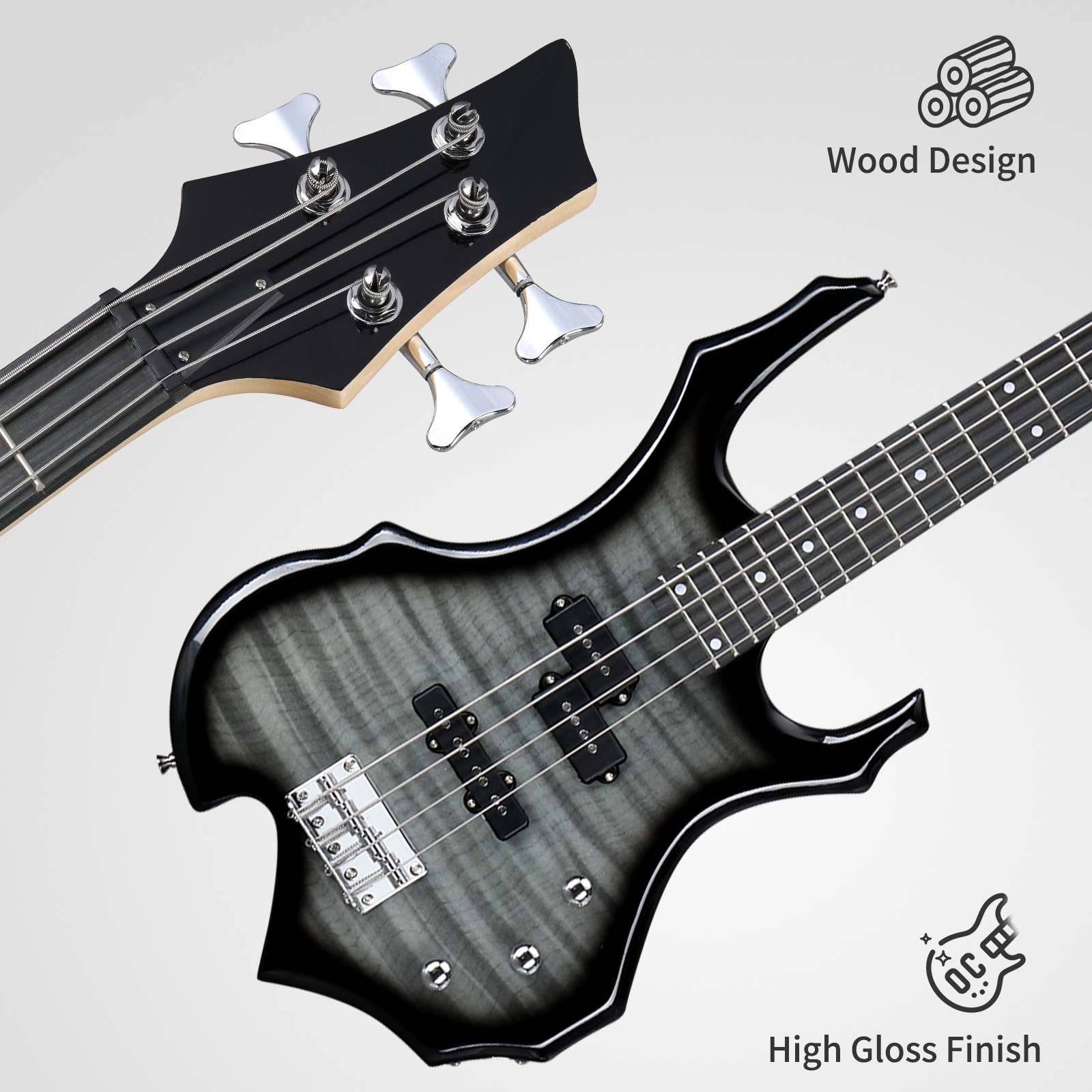 Ktaxon 46 Inch Electric Bass Guitar School Band Right Handed With 15W AMP