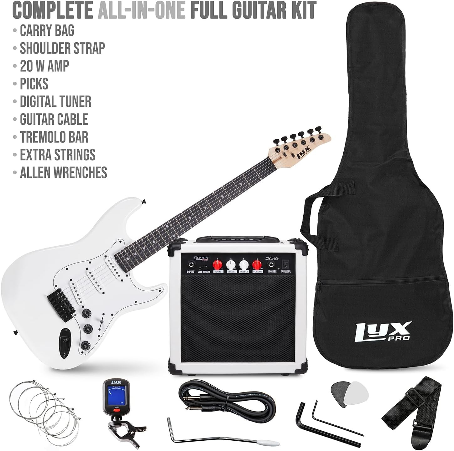 39 Inch Electric Guitar Starter Kit with 20W Amp Tuner Case Accessories