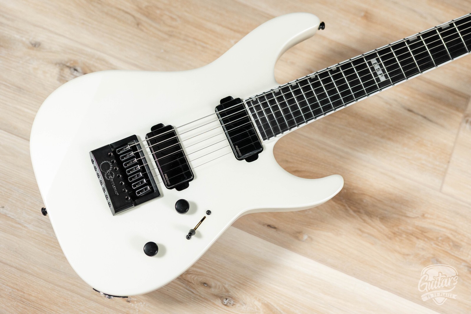 ESP E-II M-II 7B Baritone 7-String Evertune Guitar w/ Case – Pearl White