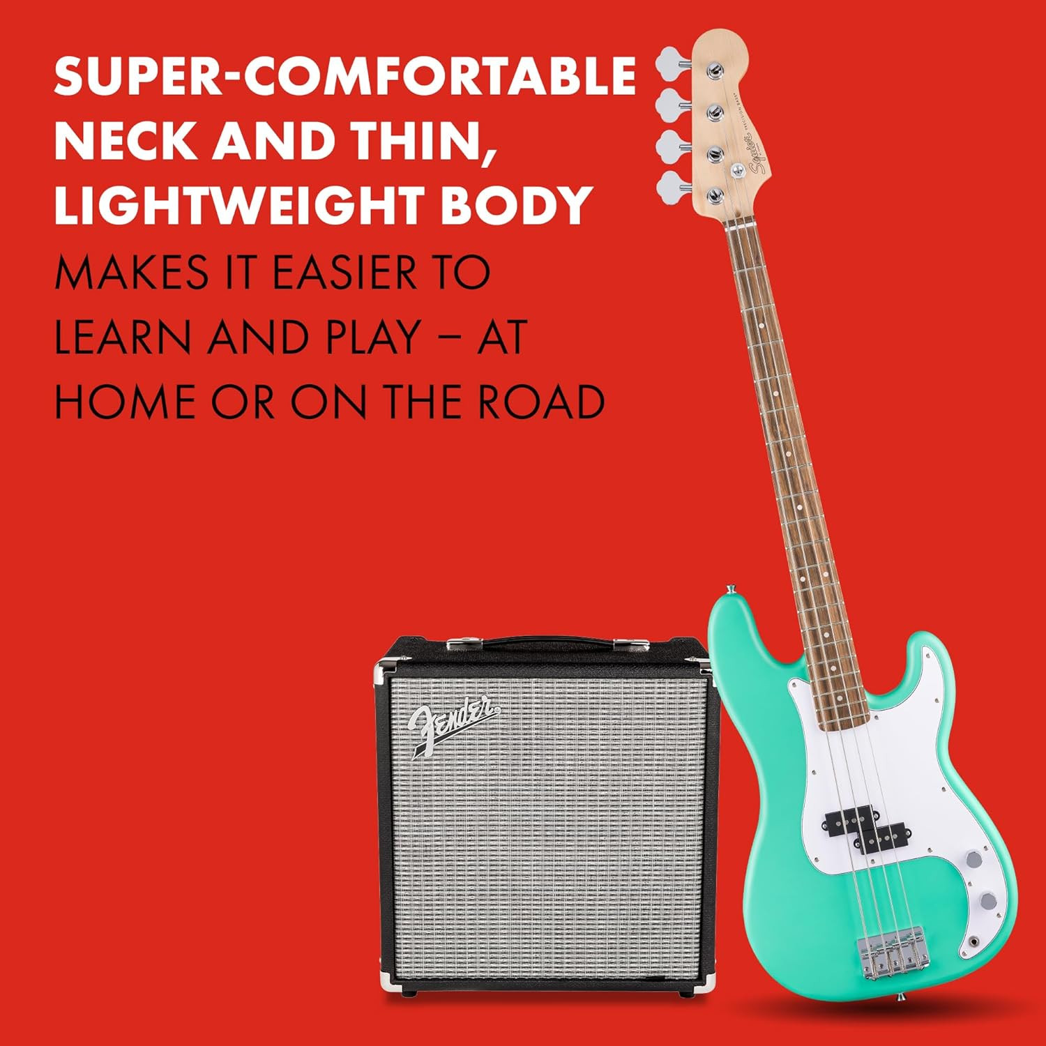 Squier Debut Precision Bass Guitar Fender Beginner Sea Foam Green Satin