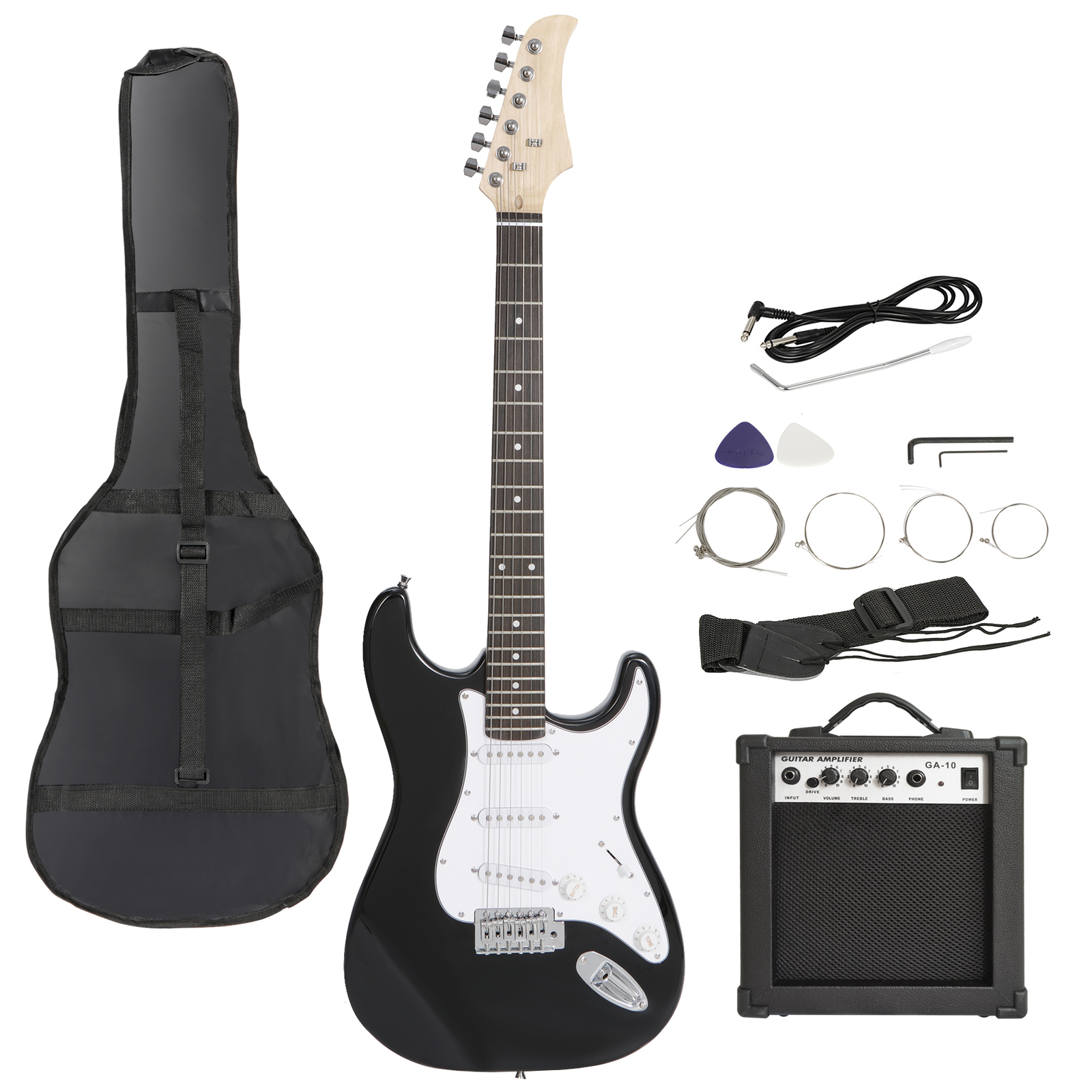 39″ Full Size Electric Guitar w/10W Amp Case and Accessories Pack for Beginner