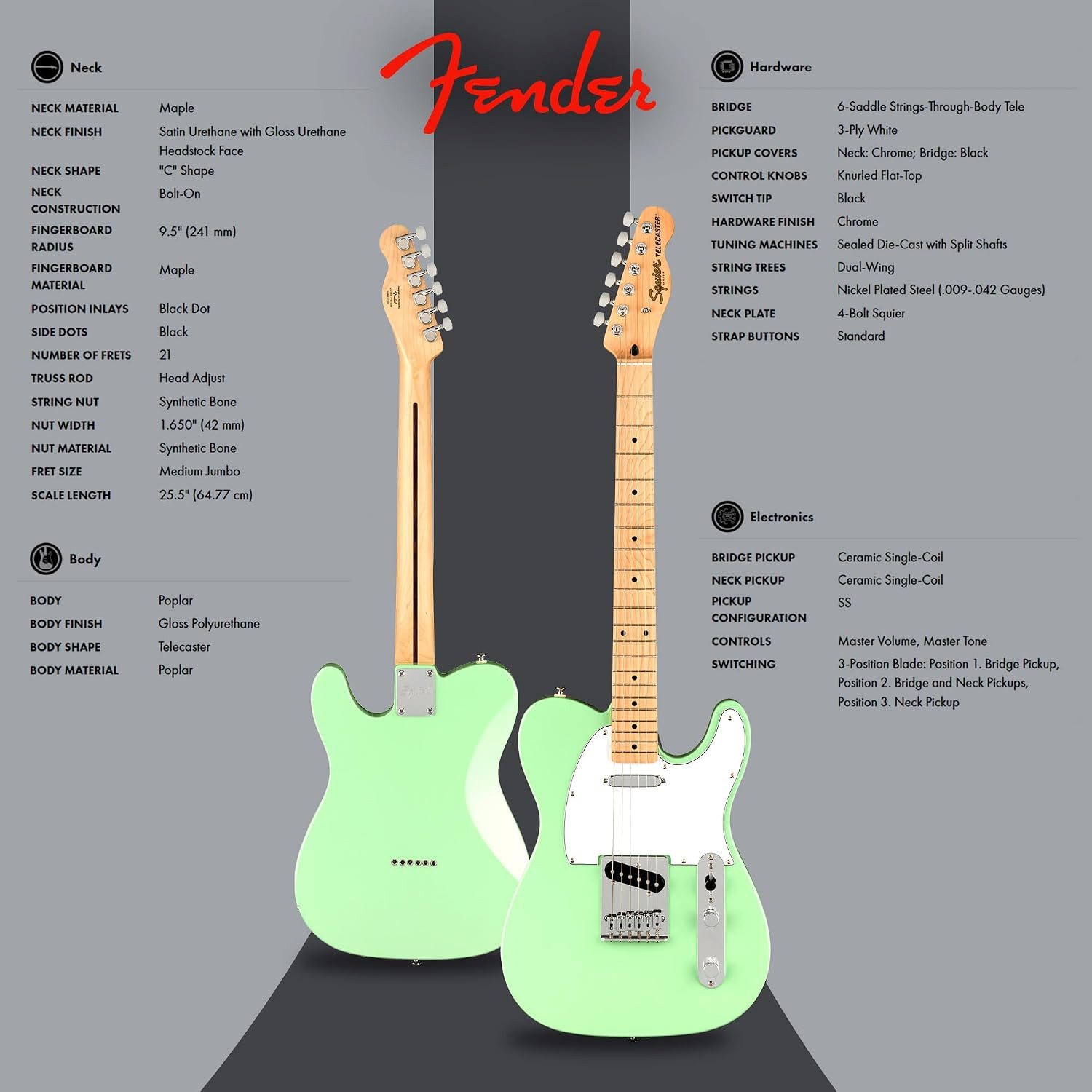 Fender Squier Affinity Telecaster Surf Green Bundle with Frontman 10G Amp