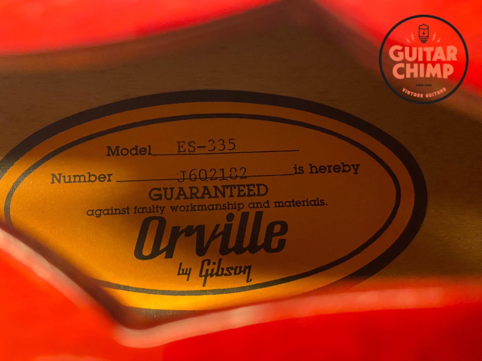 1996 Orville ES-335 Cherry Grinning Dog ’59 Pickups