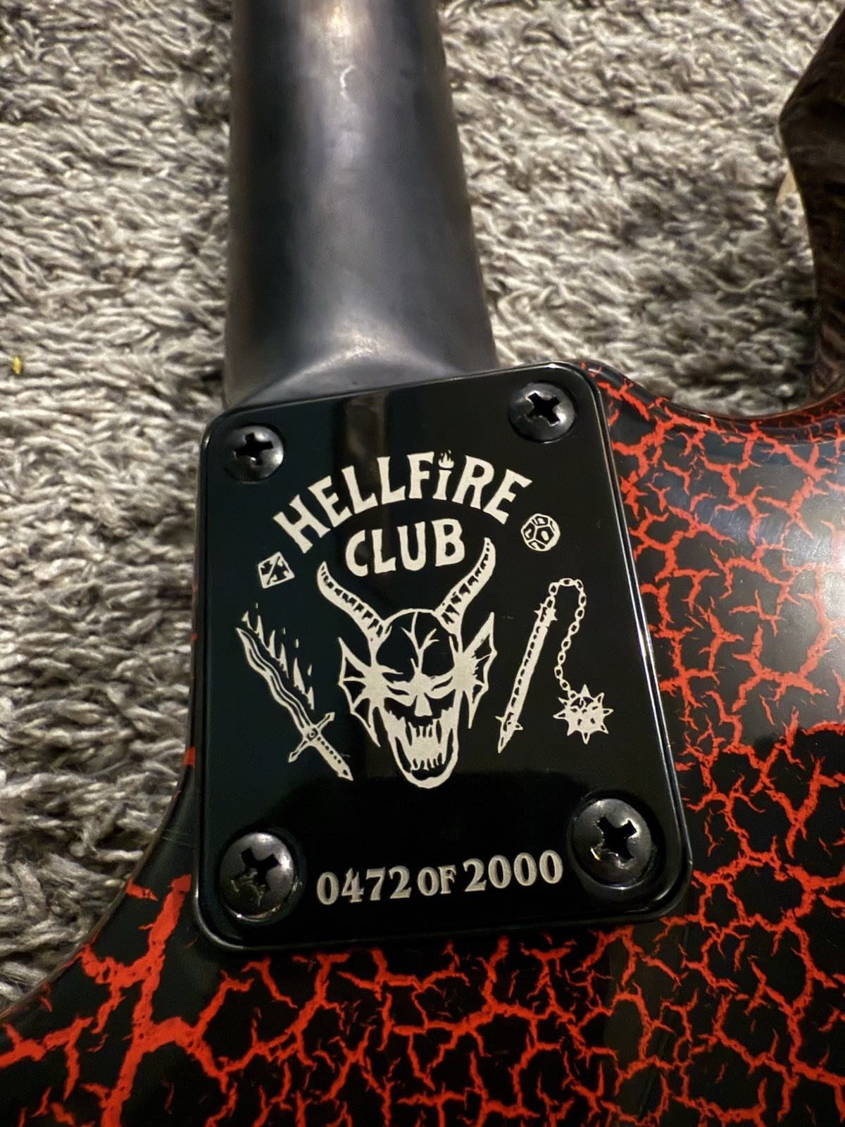 B.C. Rich Stranger Things Limited Edition Warlock Fire Crackle #472 of 2000 read