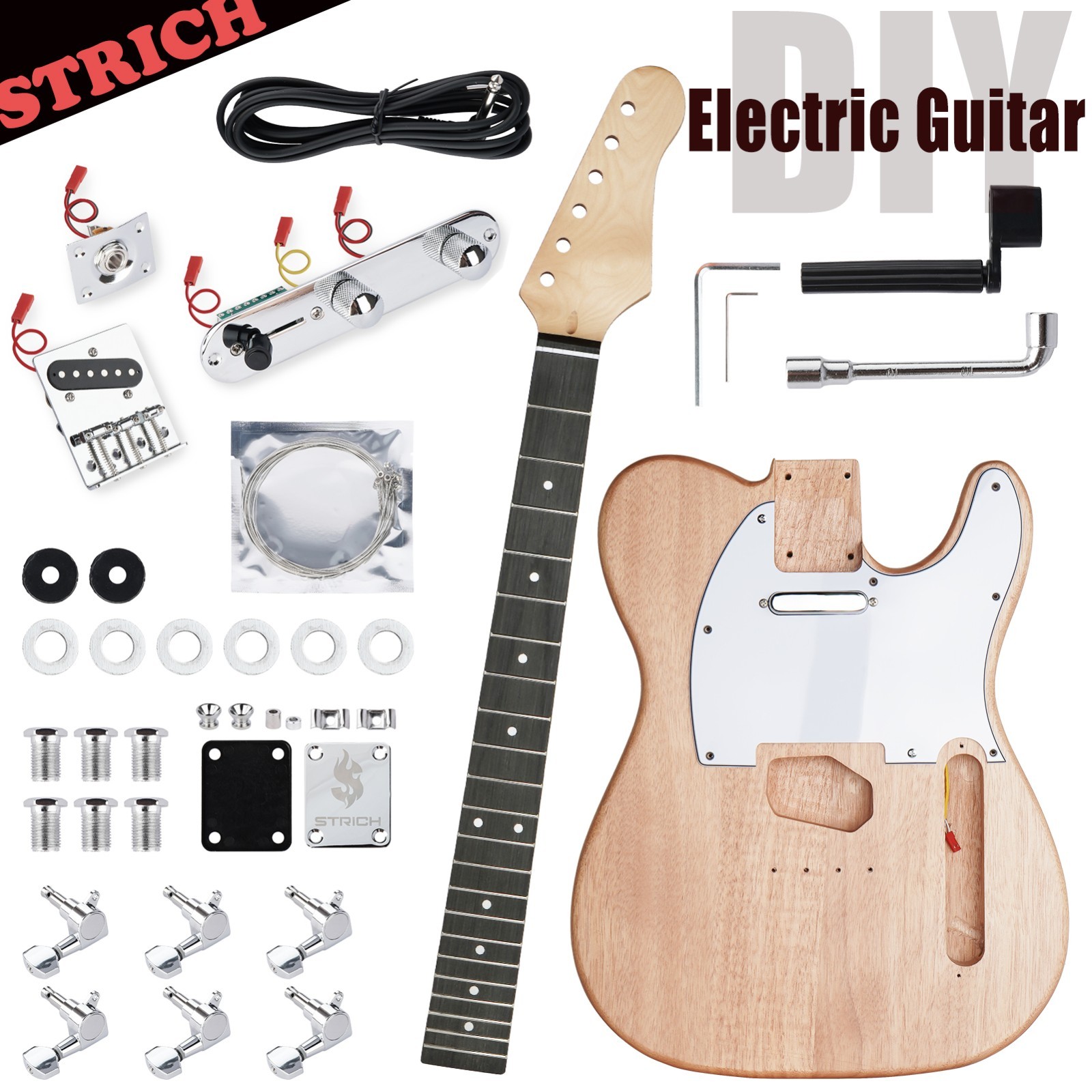 STRICH DIY TL Style Electric Guitar Kit SS Full Set School Band for Student Gift