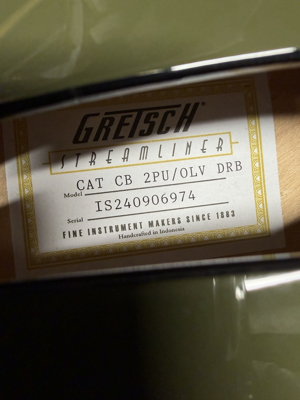 Gretsch Ltd Ed Streamliner Cat-Eye Center Block Olive Drab V-Stoptail Guitar