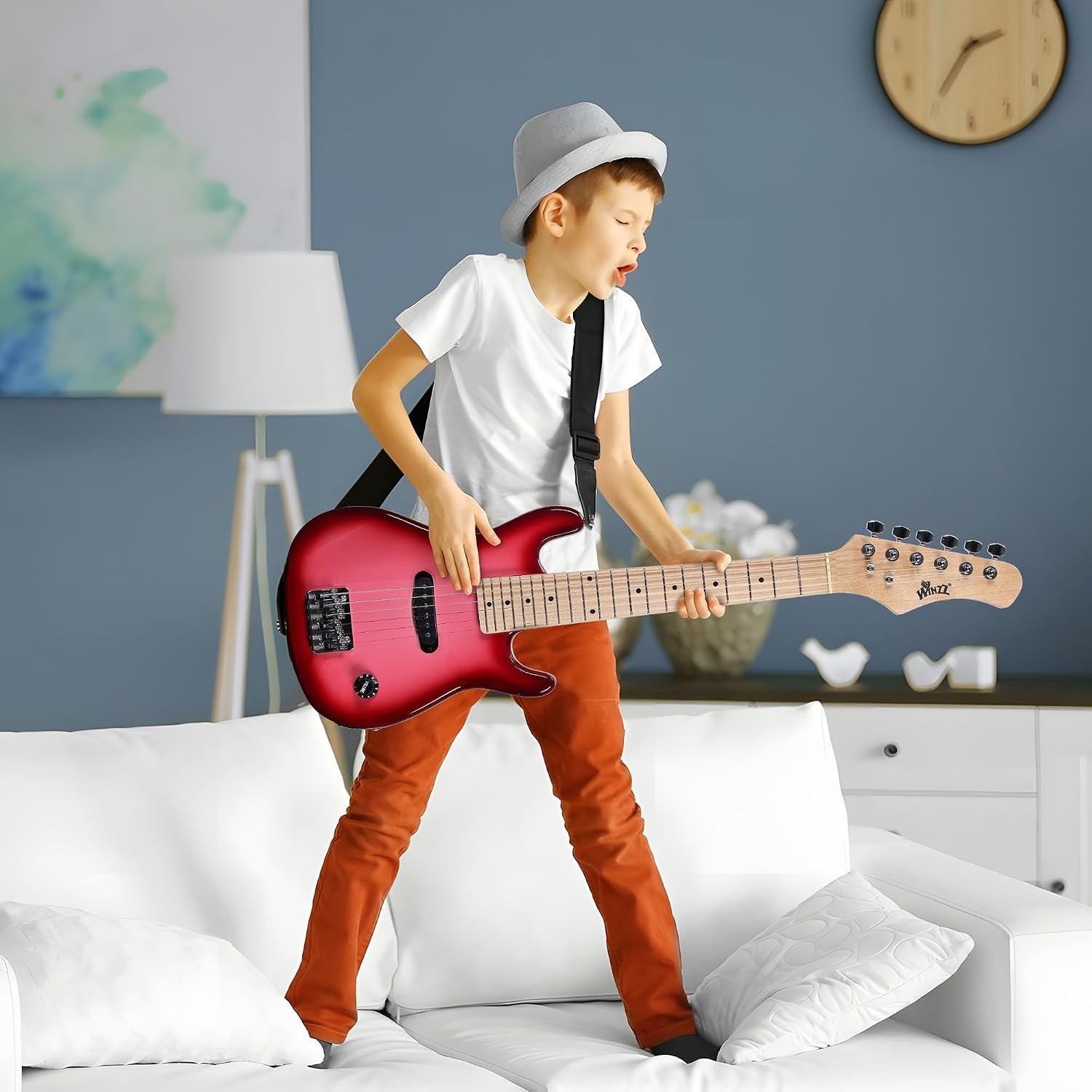 Stylish Gradient Pink 30-Inch Electric Guitar for Little Rockers – Starter Pack