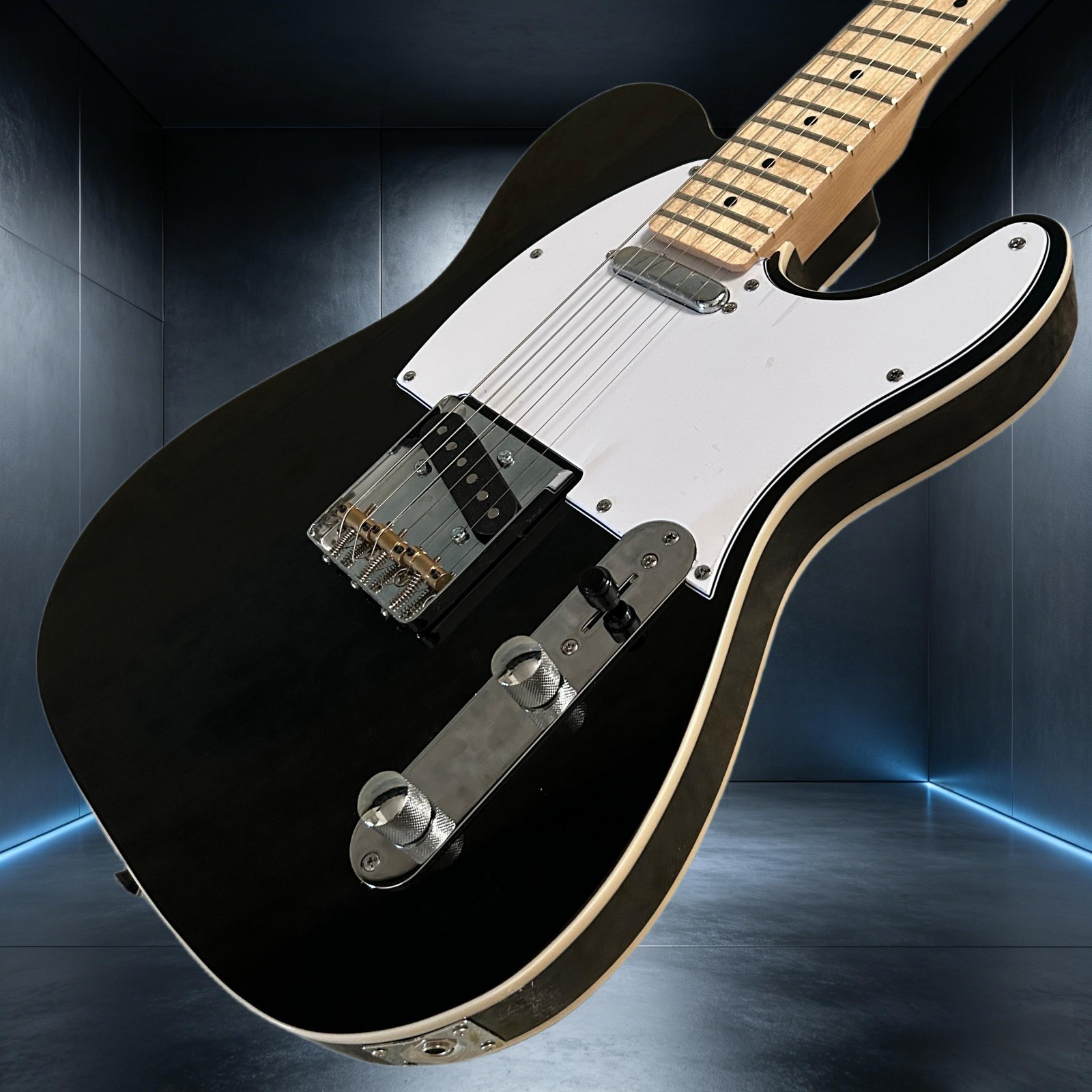 Tele Electric Guitar Maple Fretboard Black Color Mahogany Body Double Binding