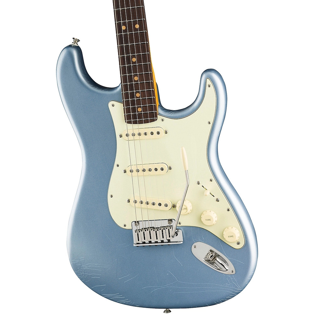 Fender American Ultra Luxe Vntg 60s Stratocaster Rosewd FB Guitar Ice Blu Mtllc