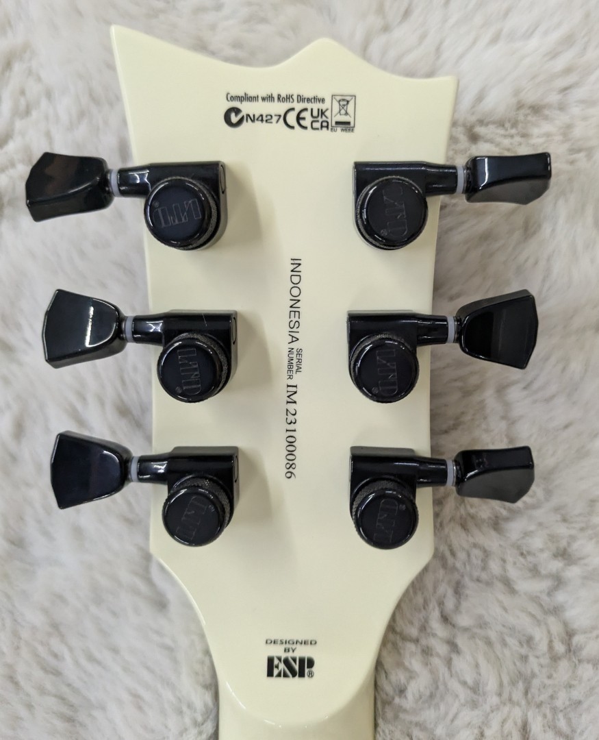ESP LTD Deluxe Flat Top 6-String Electric Guitar, Olympic White LEC01FTOW