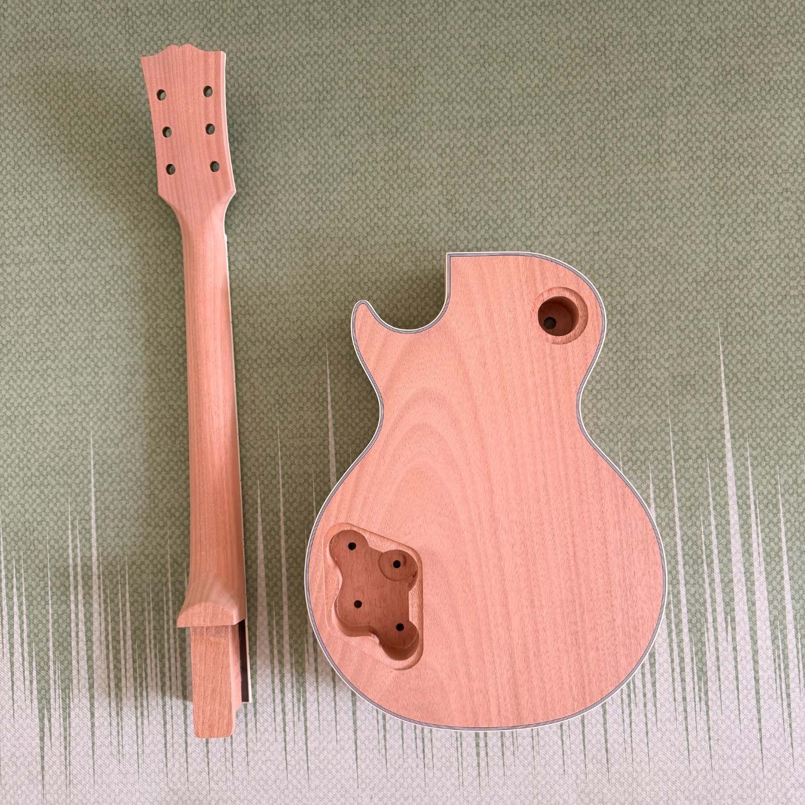 Unfinished 6-string L P DIY Electric Guitar Kit Burl Top Mahogany Neck GD part