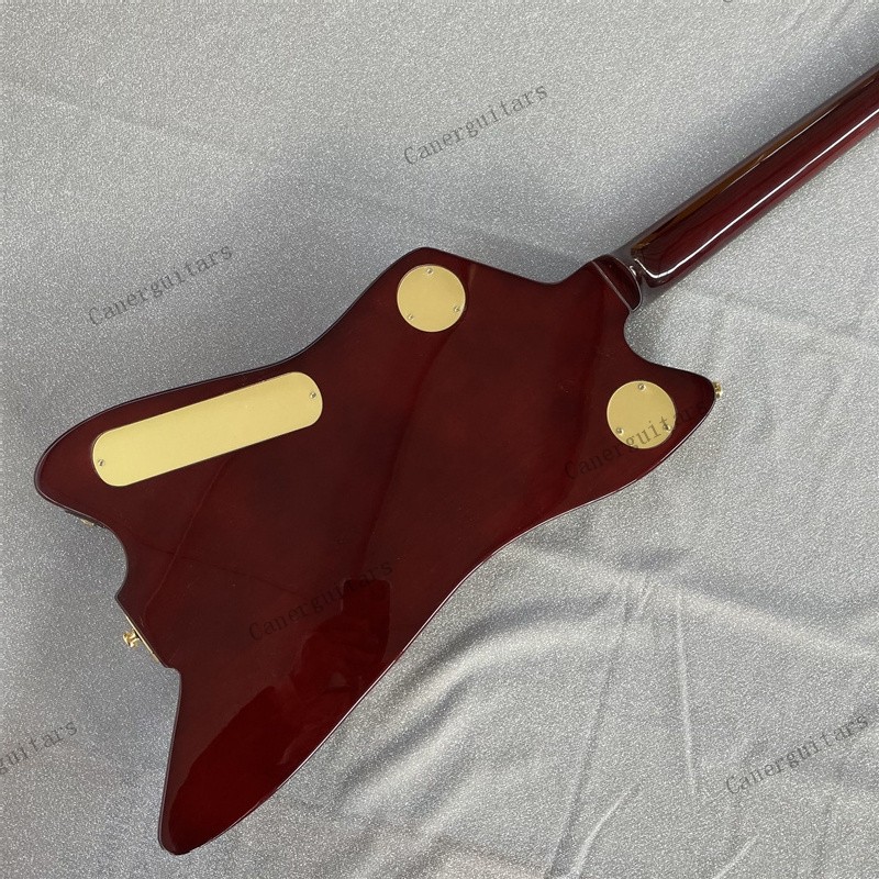 Solid Electric Guitar Stainless Rounded Fret Edge Gold Hardware Wine Red Stock