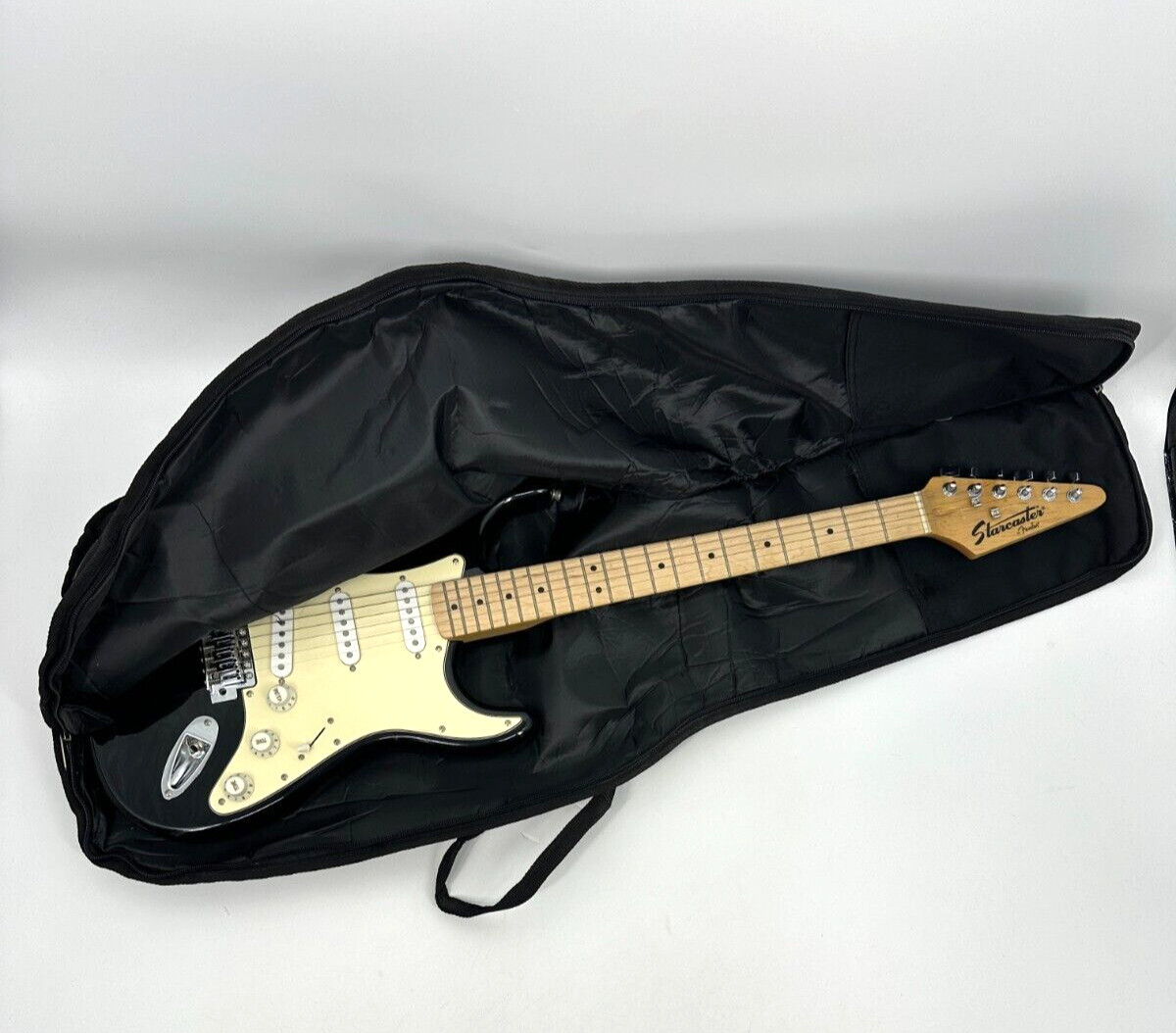 Fender Starcaster Electric Guitar ~ Glossy Metallic Black Cover Case Included