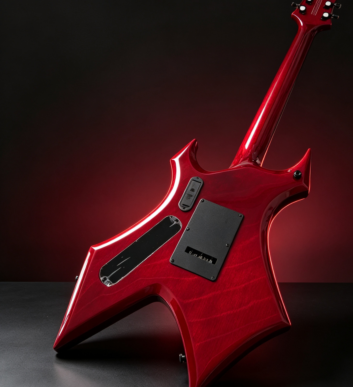 Bright Red Punk Style Electric Guitar With Double Lock Tremolo, Heavy Rock Rehea