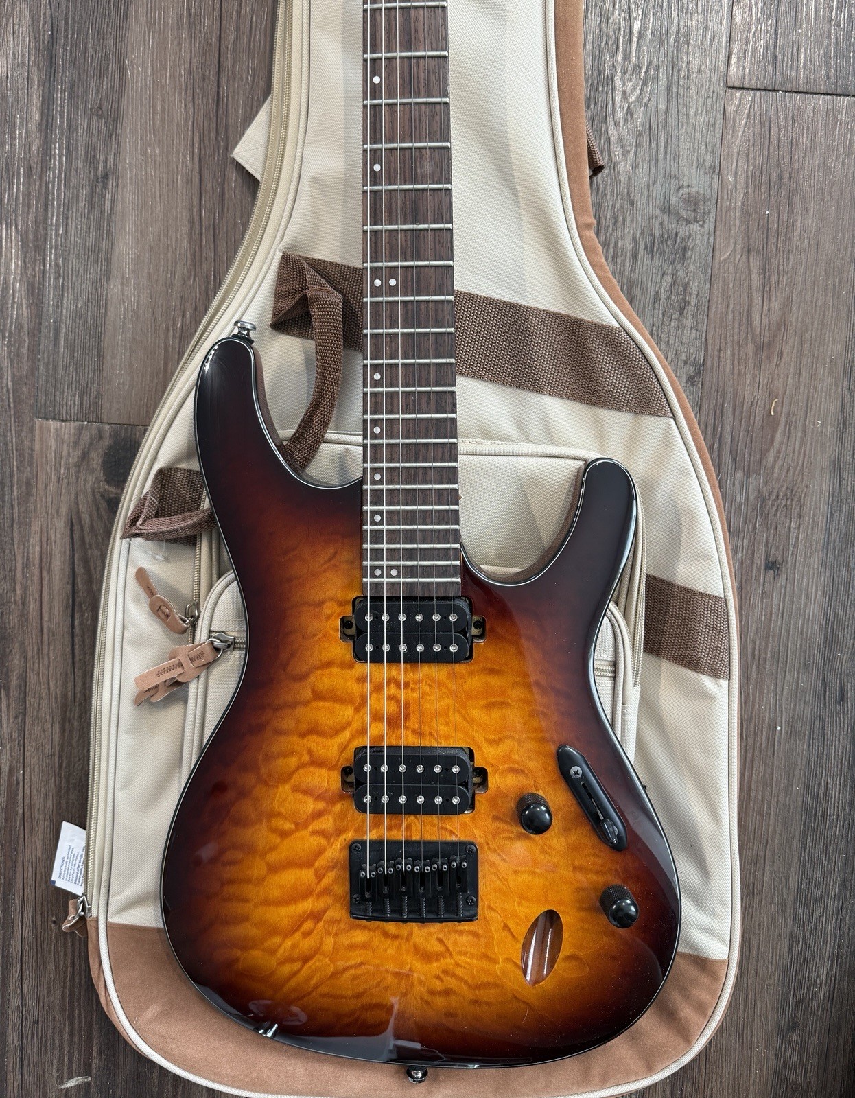 Ibanez S621QM in Dragon Eye Burst (DEB) With Ibanez Powerpad Case
