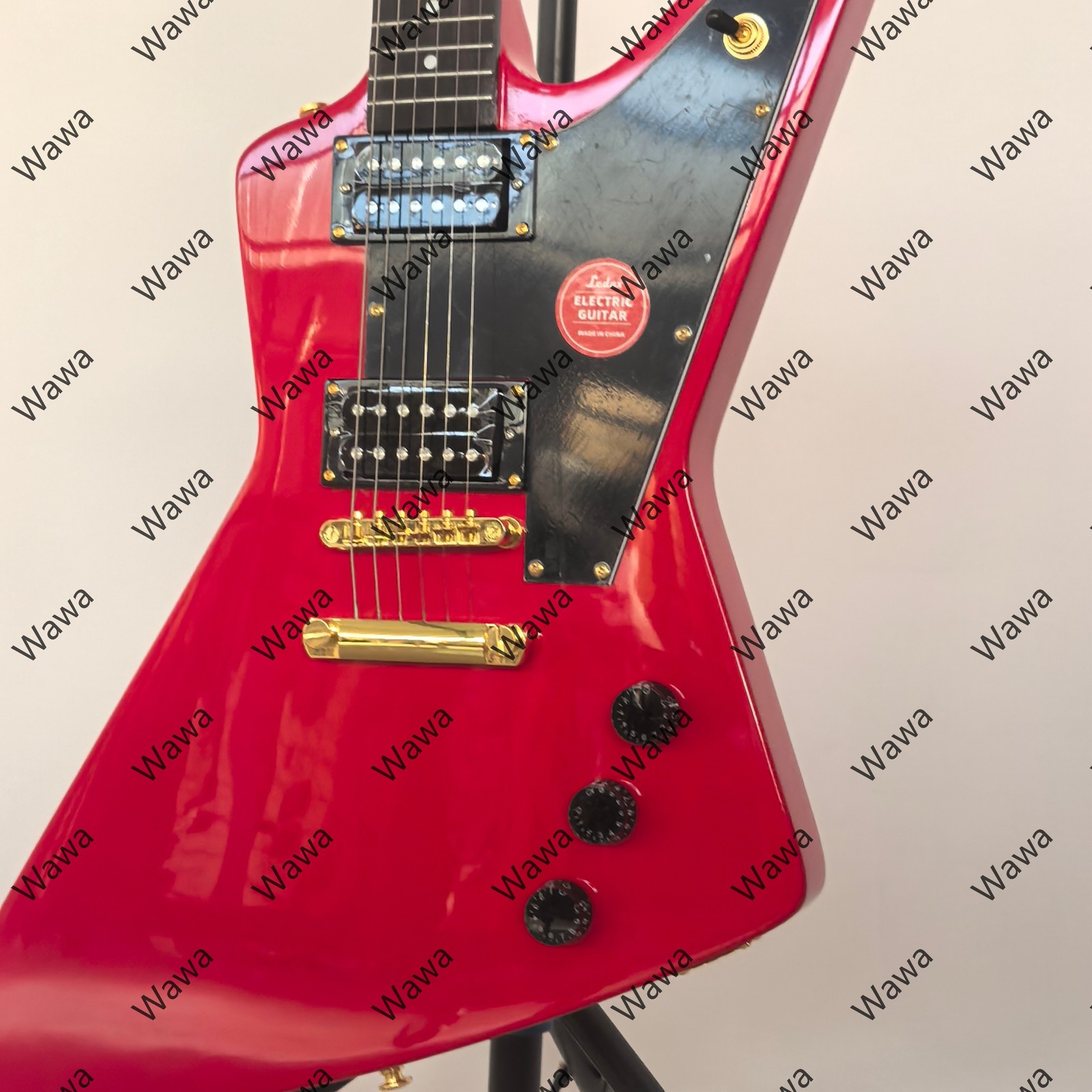 High-end Gloss Red Solid Body Electric Guitar Gold Hardware Dual Humbucker
