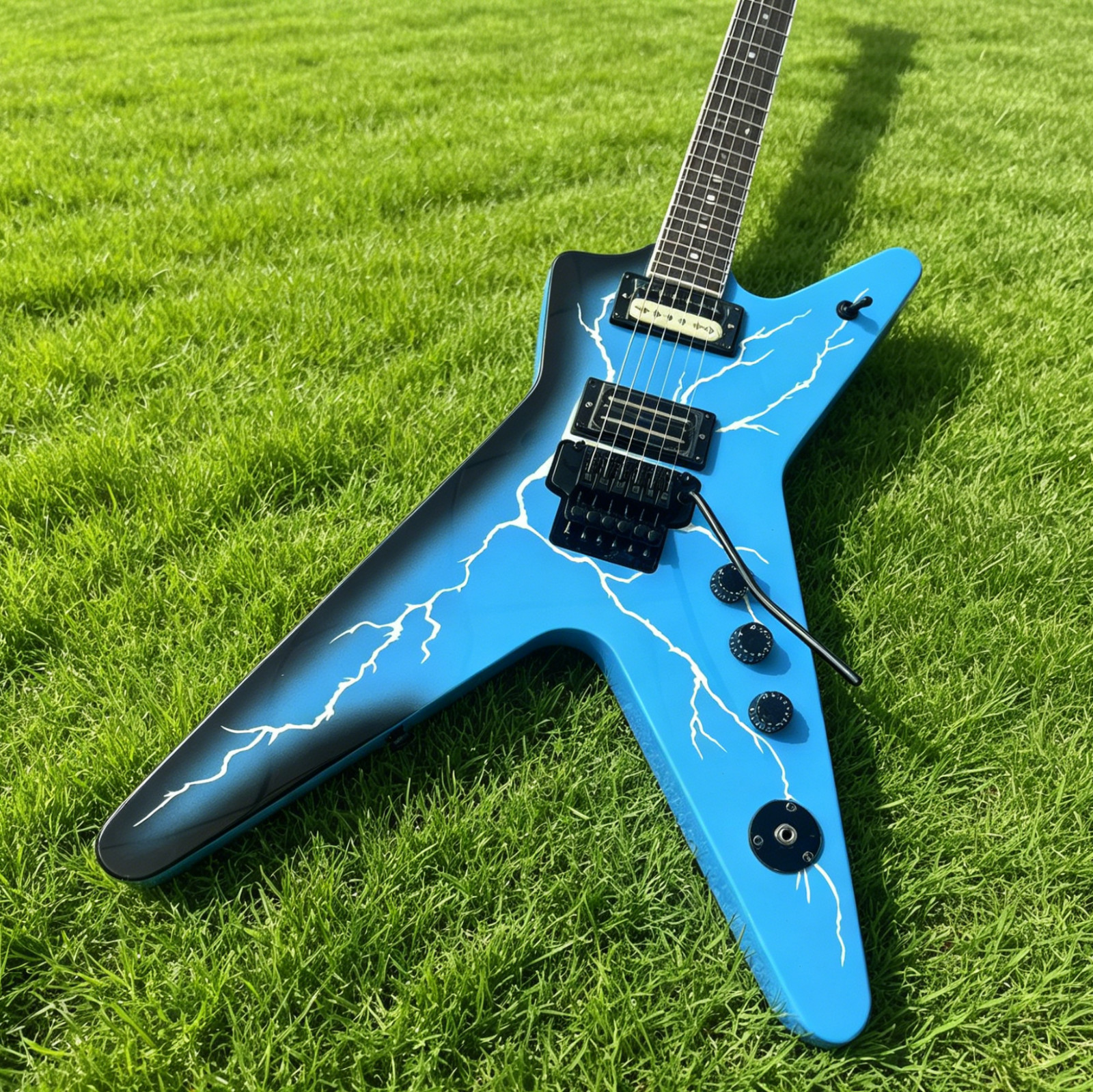 US warehouse Dimebag Dean Electric Guitar Blue Tremolo Bridge Black Hardware