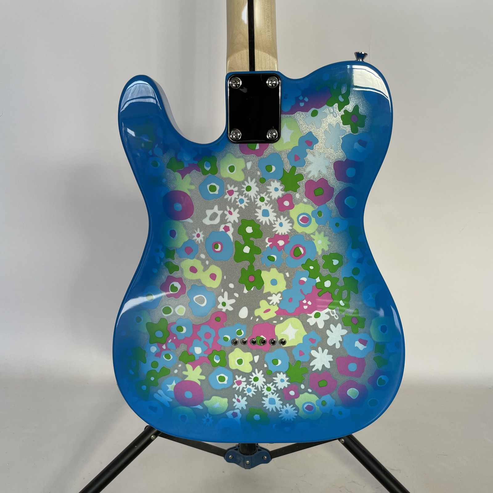 Hot Solid Electric Guitar Stainless Rounded Fret blue flower top maple fretboard