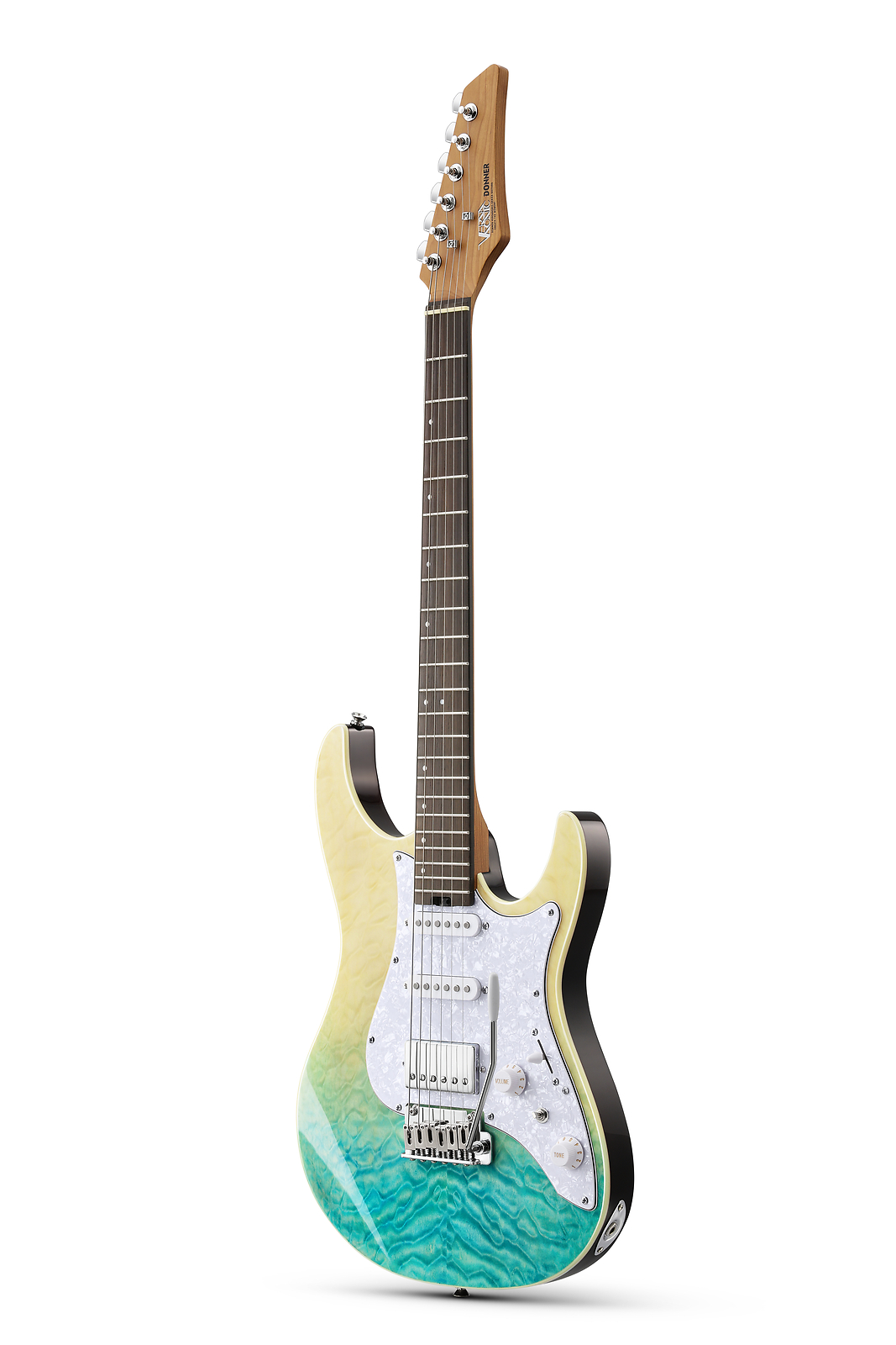 Donner DST-550 Electric Guitar HSS Seafoam Gradient With Gig Bag Tremolo Bar