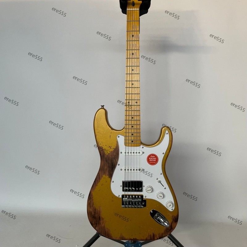 S-T Electric Guitar aged Maple Fretboard Rounded fret Edge stainless Fret Golden