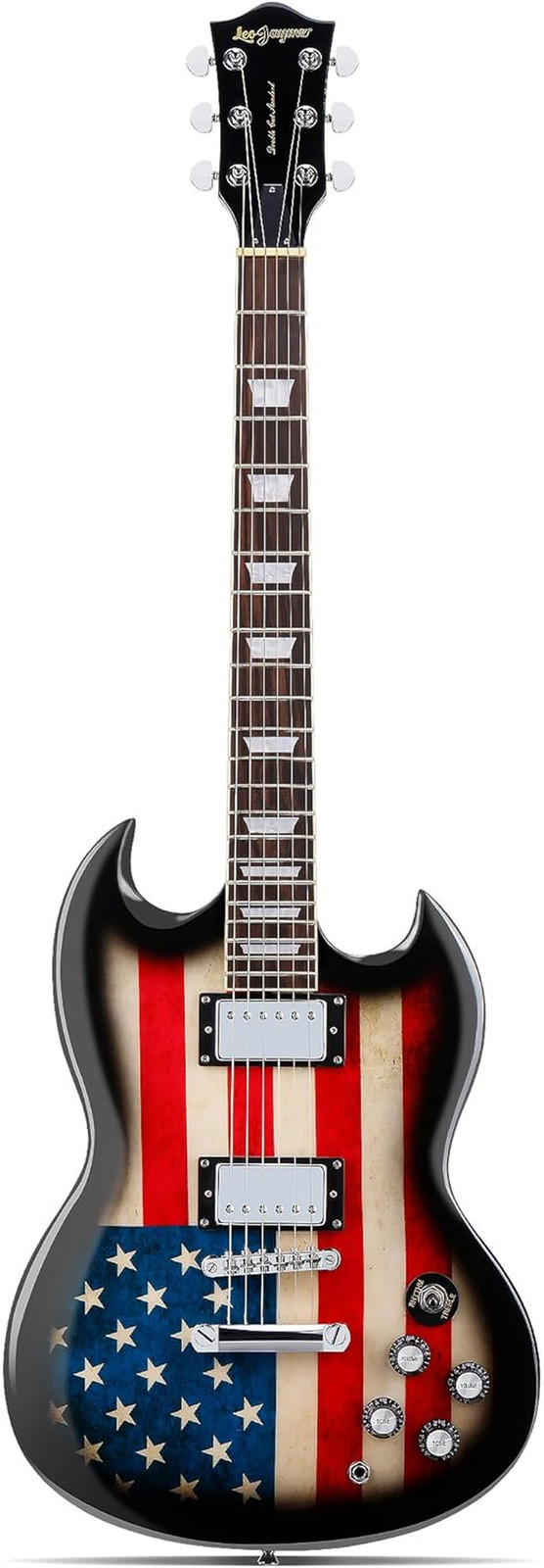 39 Inch Solid Body Electric Guitar,Maple Neck and Laurel Wood Fretboard (US Flag